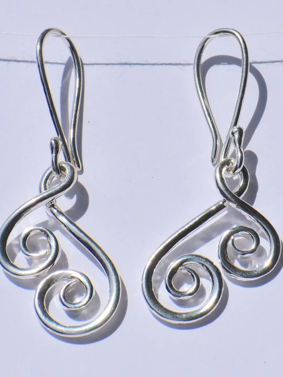 Silver Spiral Earrings, Handmade Earrings, Silver Dangled Earrings, Boho Jewelry, Statement Jewelry, Anniversary Gift, Accessories For Women