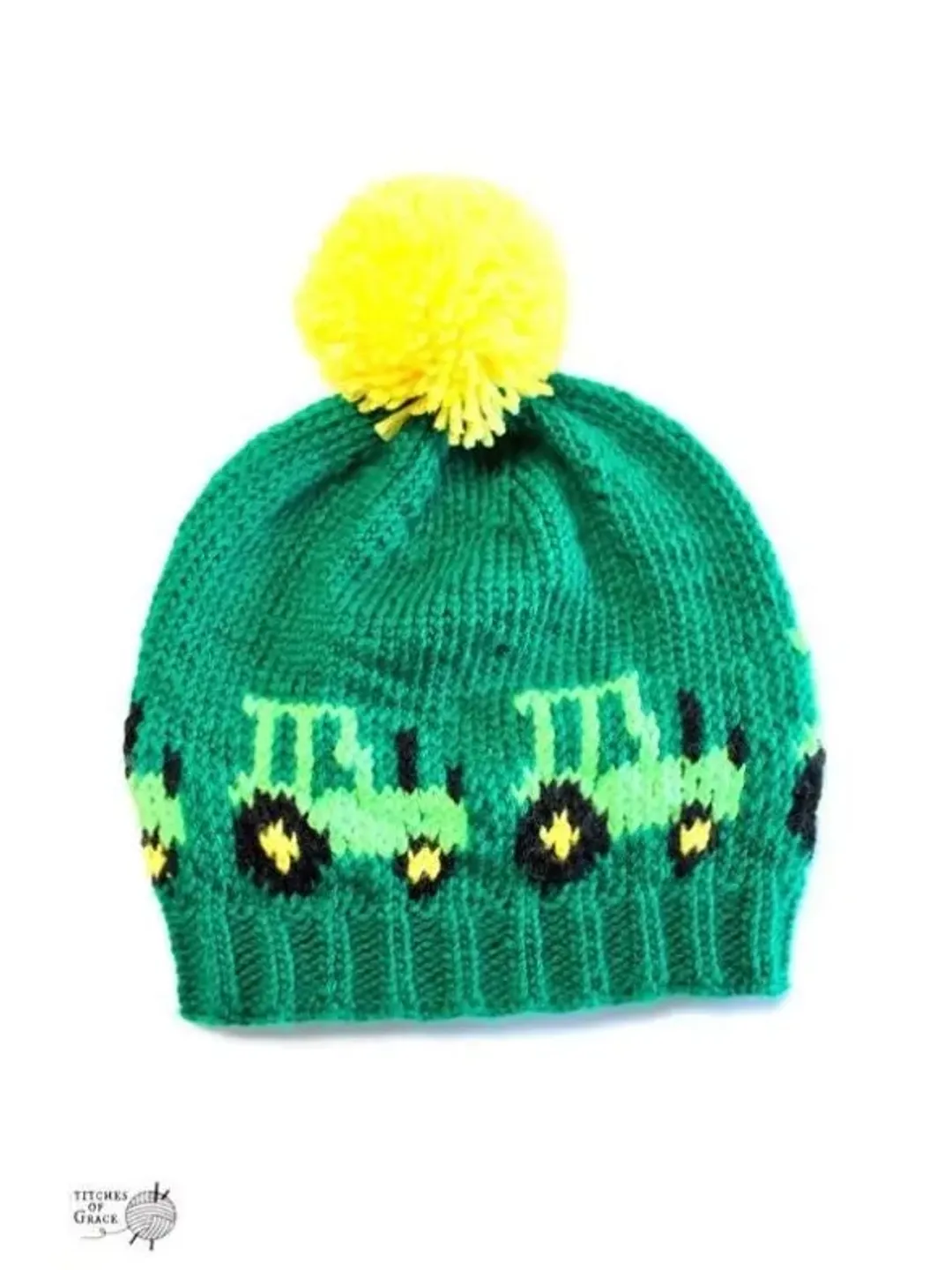 Green Tractor Hat with Pom-Pom, Little Boys Beanie Hats, Boy's First Hat, Baby Gift Ideas, Just Like Daddy, Gender Reveal, Farmers Tractors