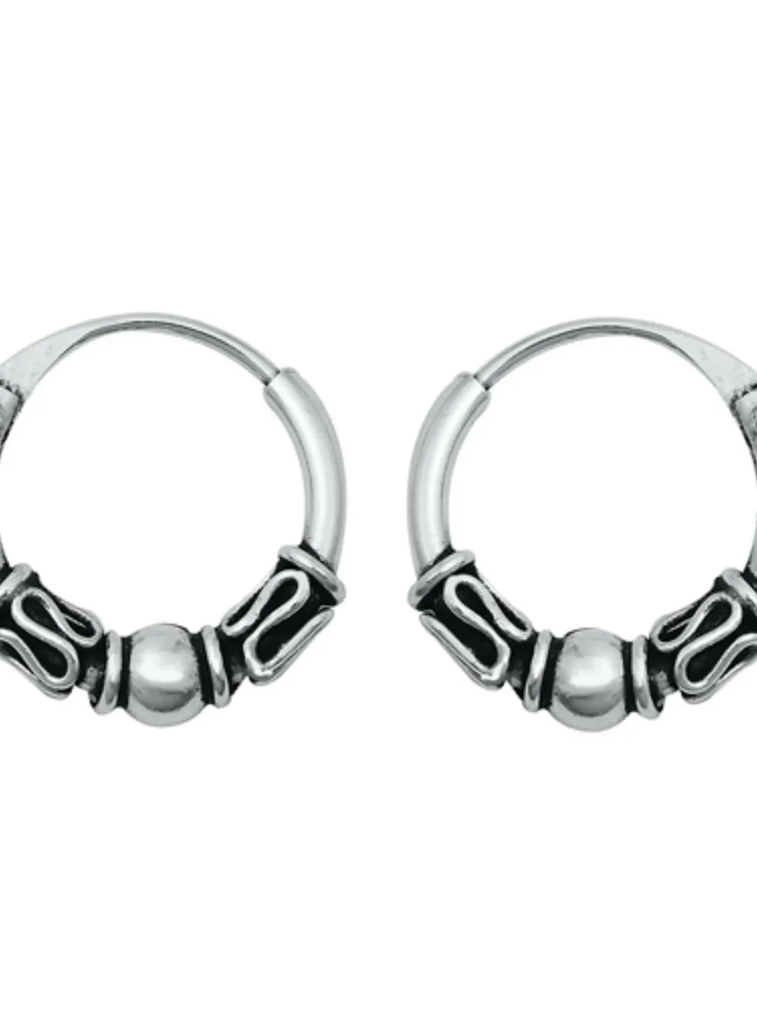 Bali Hoop Earrings, solid 925, Sterling Silver hoop Loop earrings, Sterling Silver Hoop Earrings, 1.2m thick 12mm Diameter, Antique patina