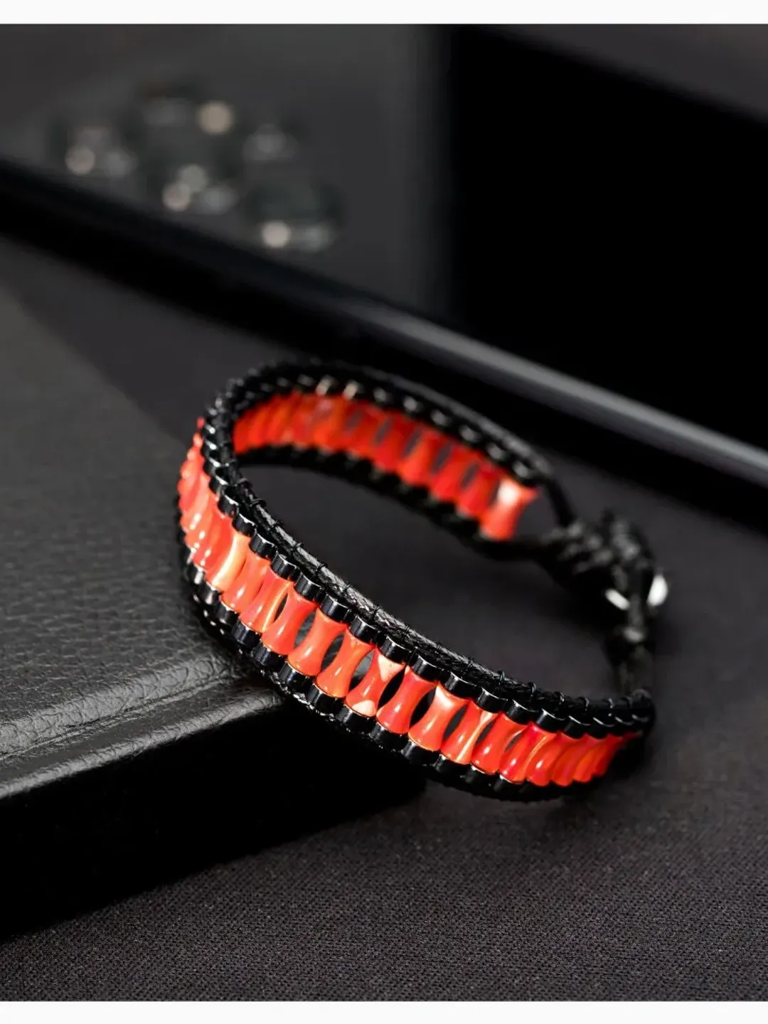 Mother of Pearl Bracelet, Hematite Gemstone Wristlet, Gifts for Daughter, Women's Gift, Charming Jewelery, Genuine Accessory, Red Beads