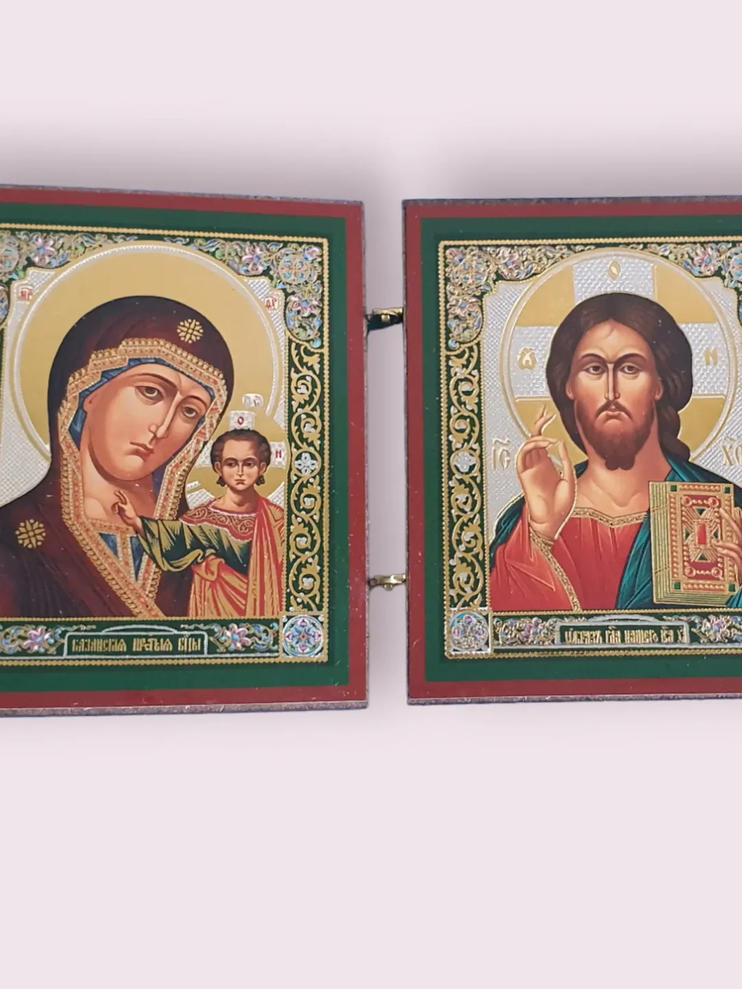Icon diptych of Kazan Mother of God and Jesus Christ | diptych 5x3 inches free shipping | Orthodox store