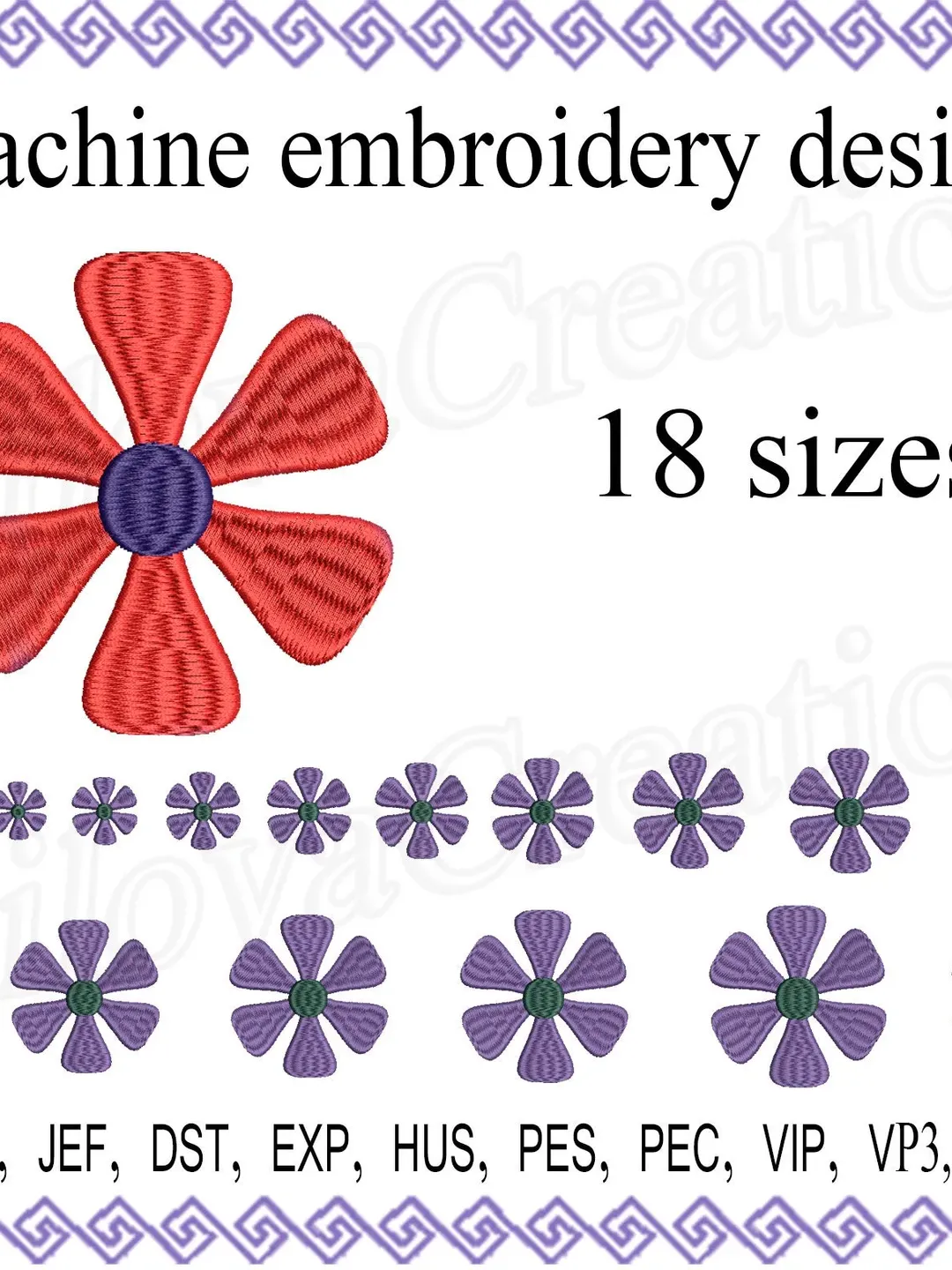 Flower Machine embroidery design Instant Download.