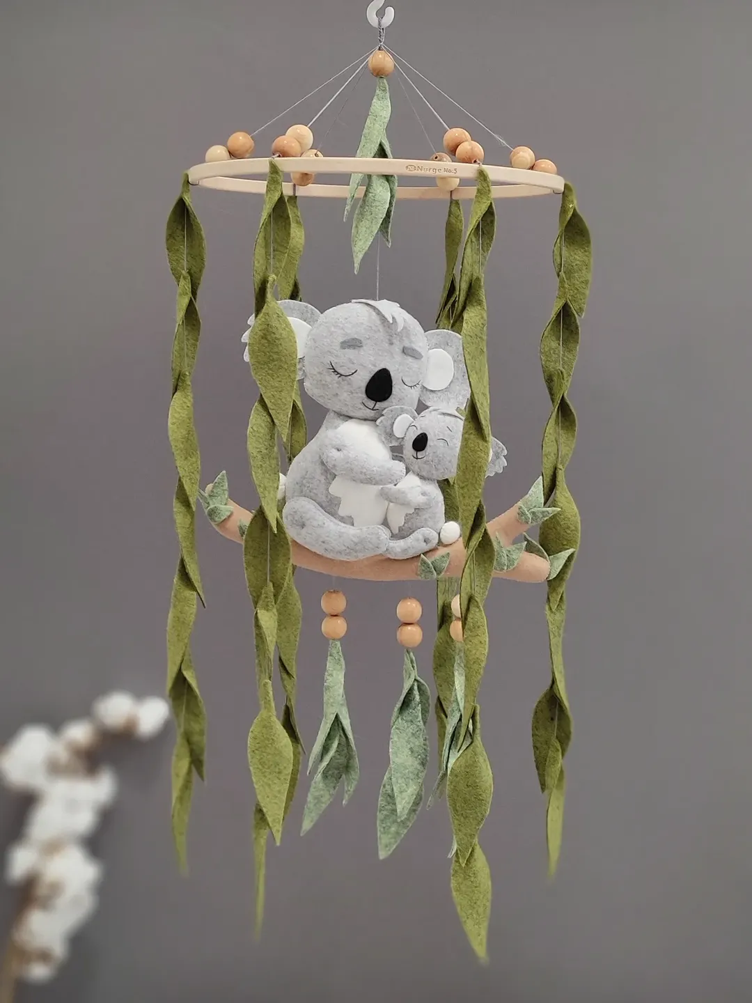Koala mobile crib, Musical felt mobile, Nursery decor, Nursery mobile crib