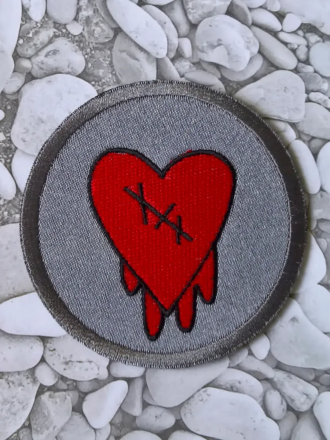 Robby Heart Patch Sew on or Hook and Loop
