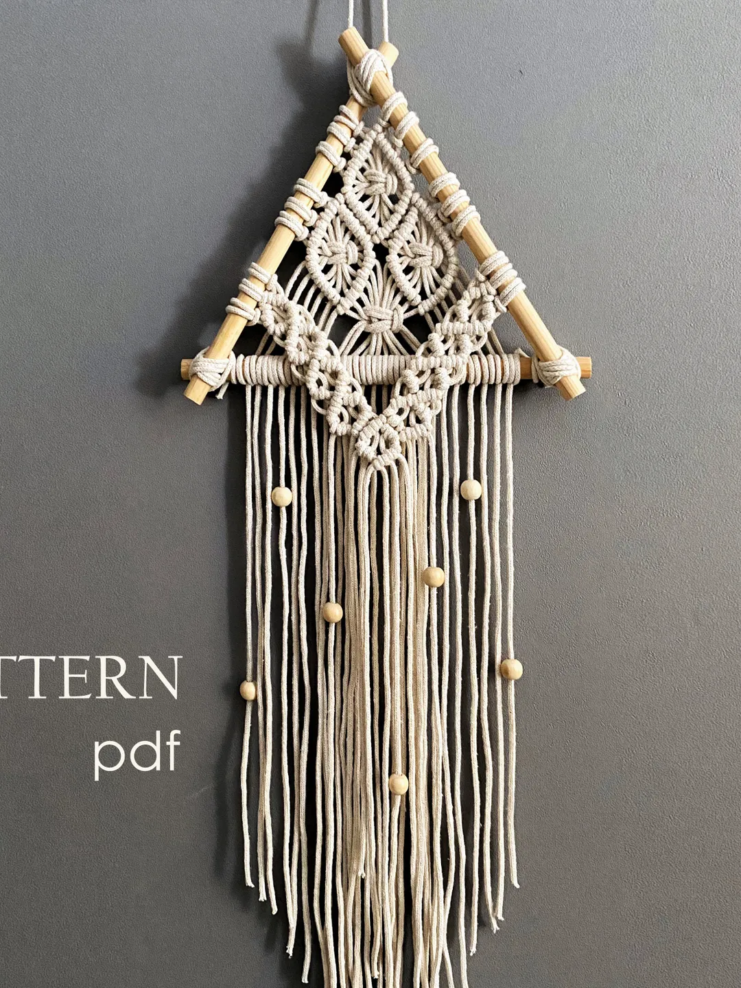 Macrame Triangle Pattern PDF, Triangular Dream Catcher tutorial for beginners