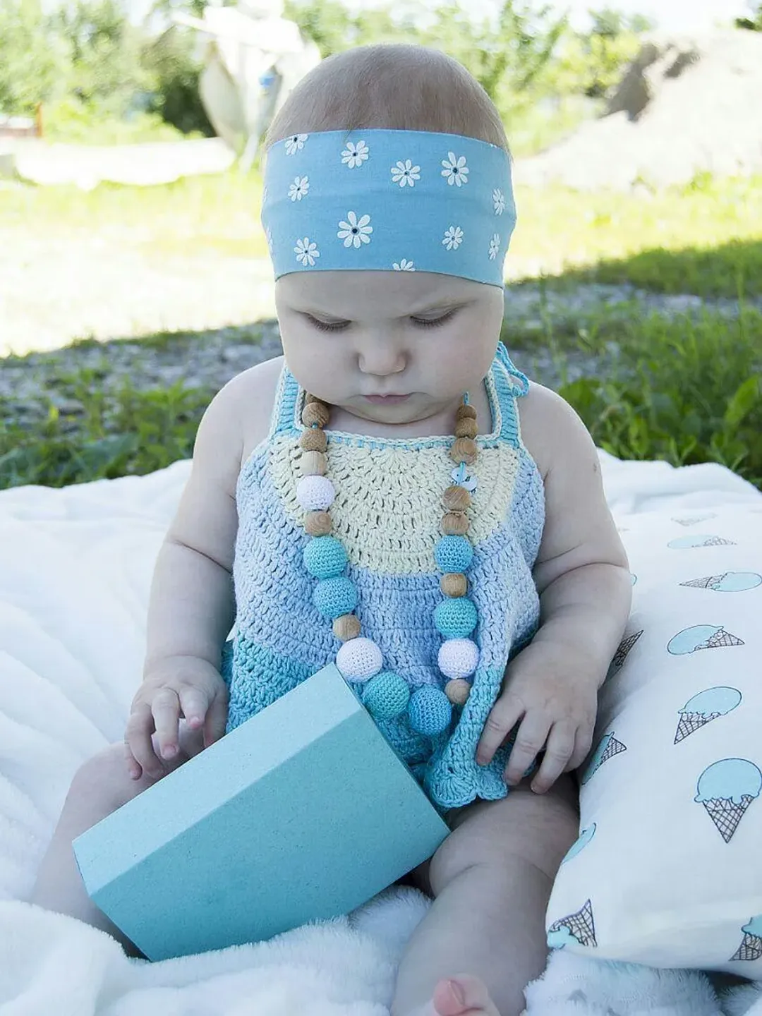 Baby crop top for girl, cotton halter top