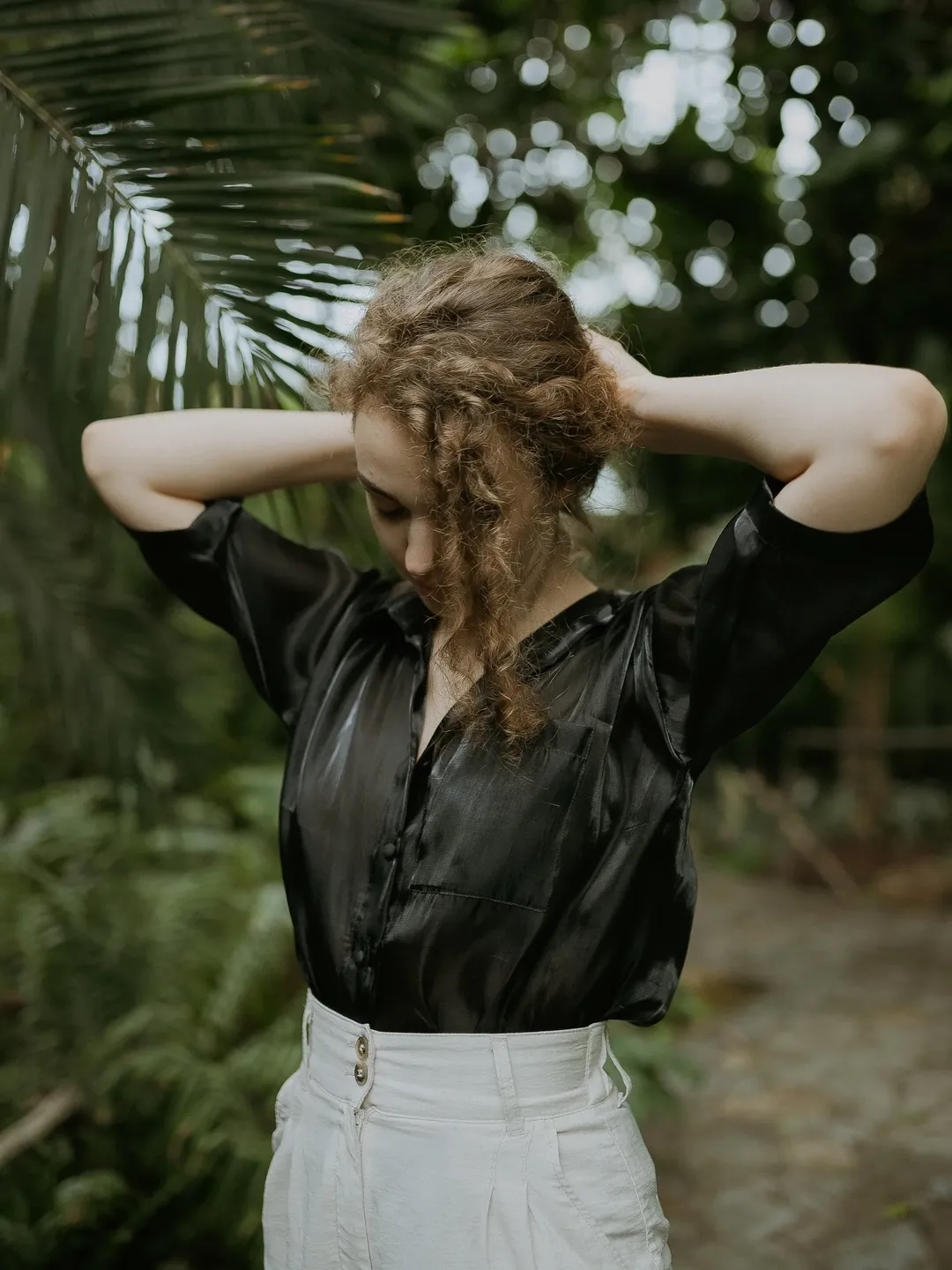 Transparent Lightweight blouse, Victorian blouse, Half sleeve blouse, Women's blouse of a straight cut