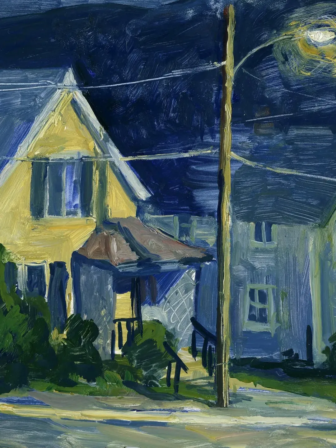 Original Landscape Painting - American Nocturne - 8x10 Oil on Panel, Plein Air Impressionist Night Scene, Signed Urban Realist Fine Art