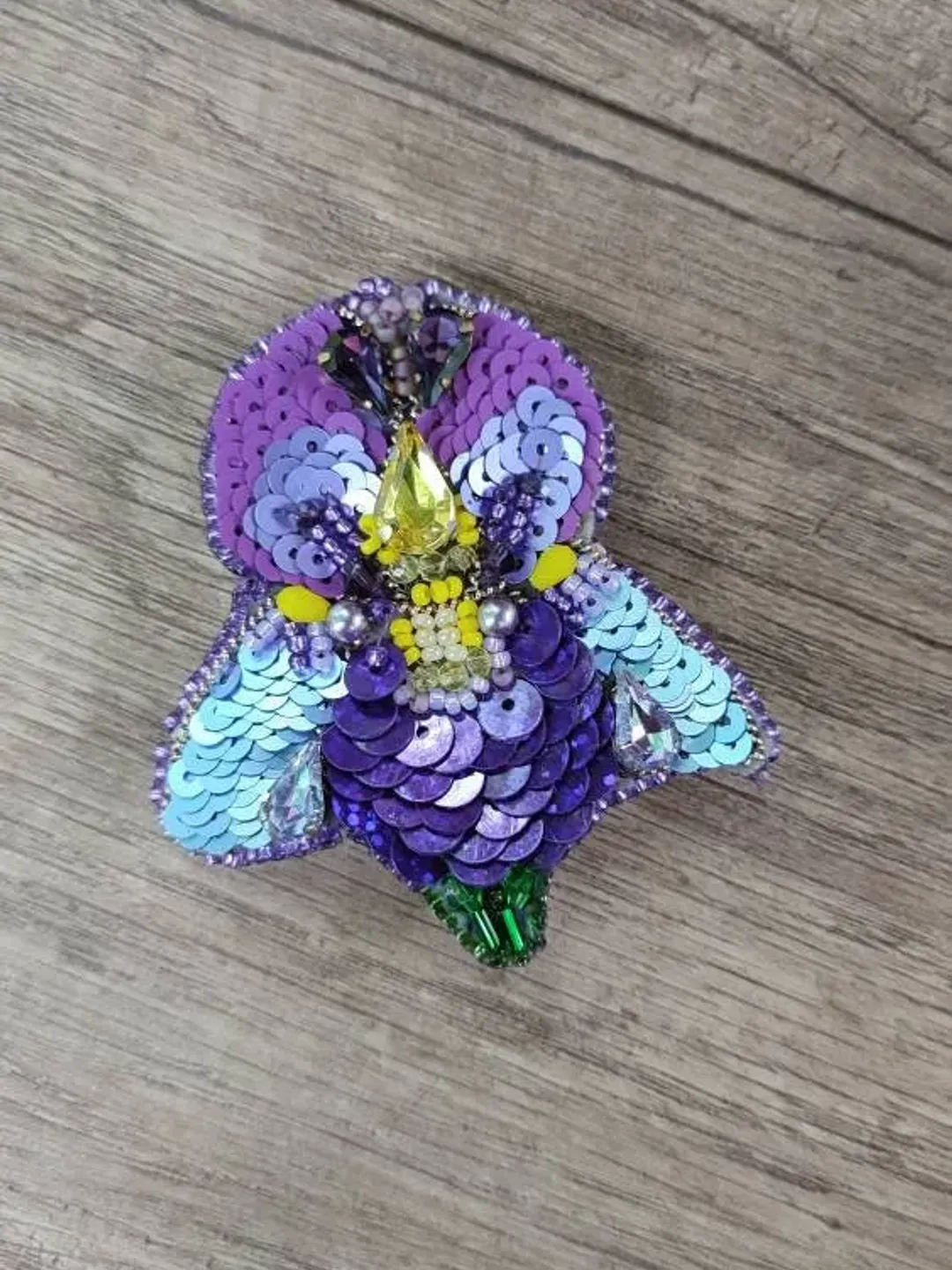 Brooch embroidery Purple handmade beaded flower brooch embroidered jewelry Embroidered pins embroidered accessories Embroidered gifts