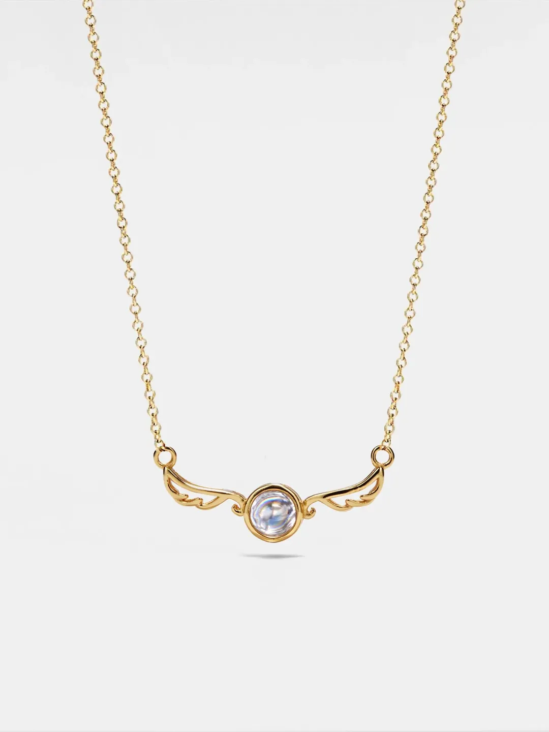 PERIMADE Angel Wing Projection Necklace • Personalized Picture Inside Pendant • Sterling Silver Keepsake Jewelry • Trendy Best Friend Gift