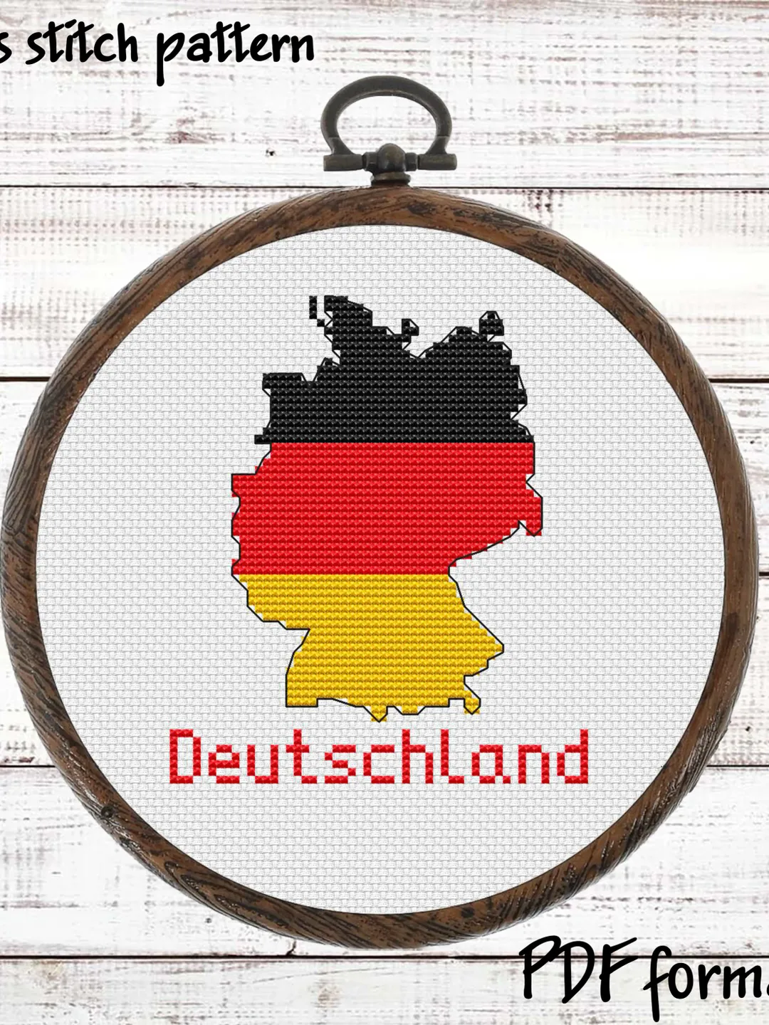 Deutschland Map Cross Stitch Pattern Modern, Germany Flag Xstitch Pattern, Easy Cross Stitch German Pattern