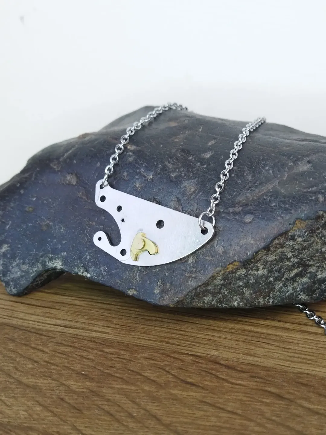 Steampunk necklace OOAK. Steampunk pendant with chain. Vintage clock part pendant.Techwear jewelry recycled.