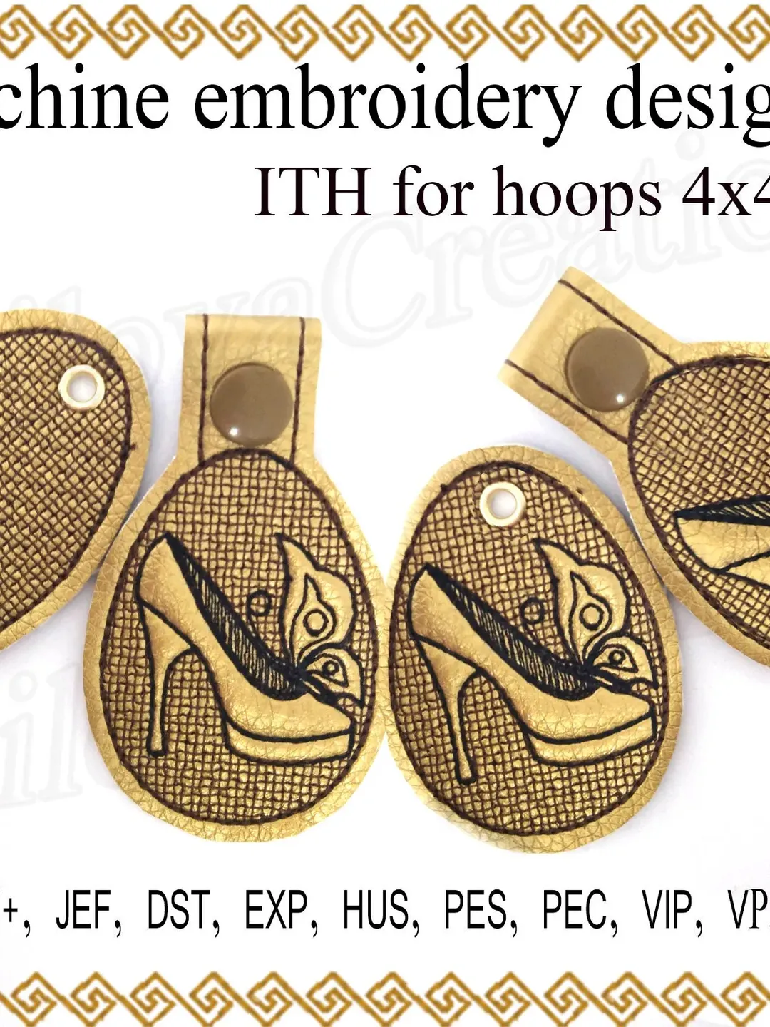 Machine Embroidery Design Key Fob butterfly Shoe Snap Tab Key Embroidery Designs In The Hoop Key Ring Key Chain embroidered Instant Download