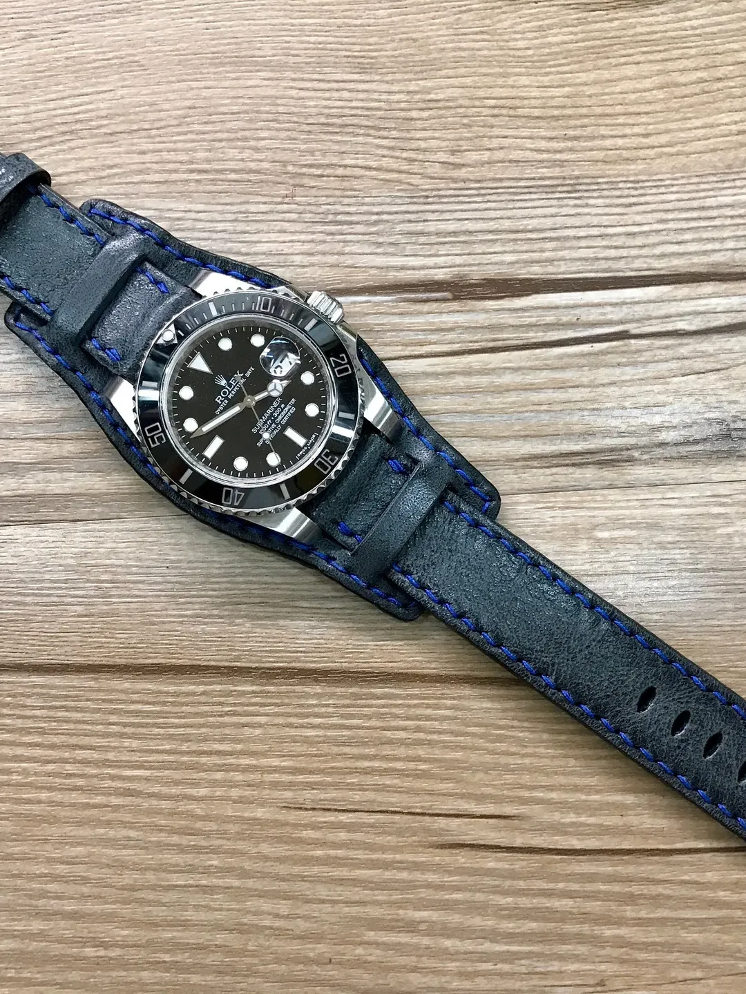 Leather Watch Band, Full Bund Strap, 20mm watch band, Cuff Band, Black Watch Band, 19mm strap, 20mm strap, FREE SHIPPING, Fathers Day