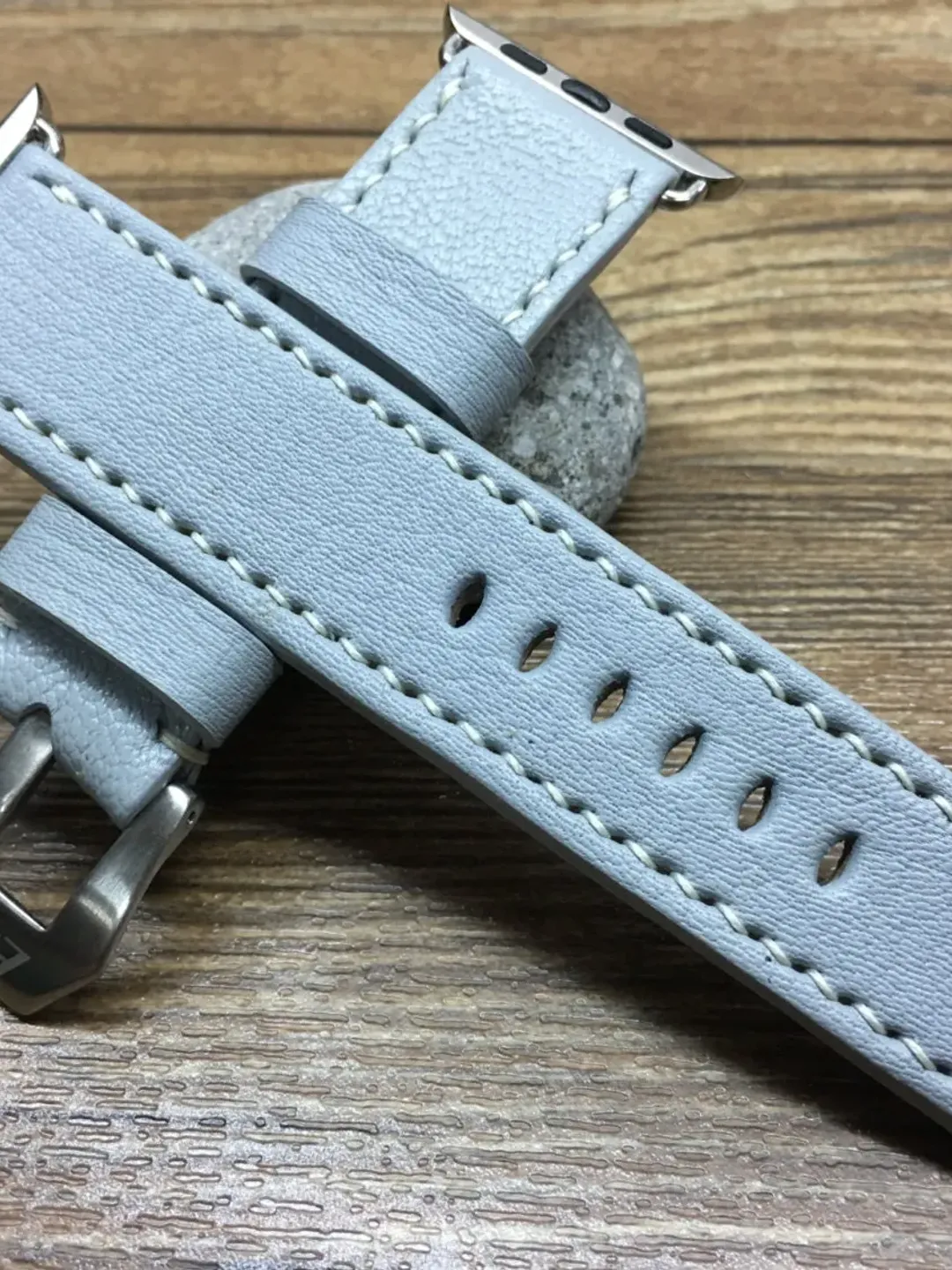 Apple iWatch Band 41mm Series 7 6, Valentines Day Gift Ideas, Apple Watch Strap 40mm, Light Blue Togo Leather Watch Straps, Smartwatch Band