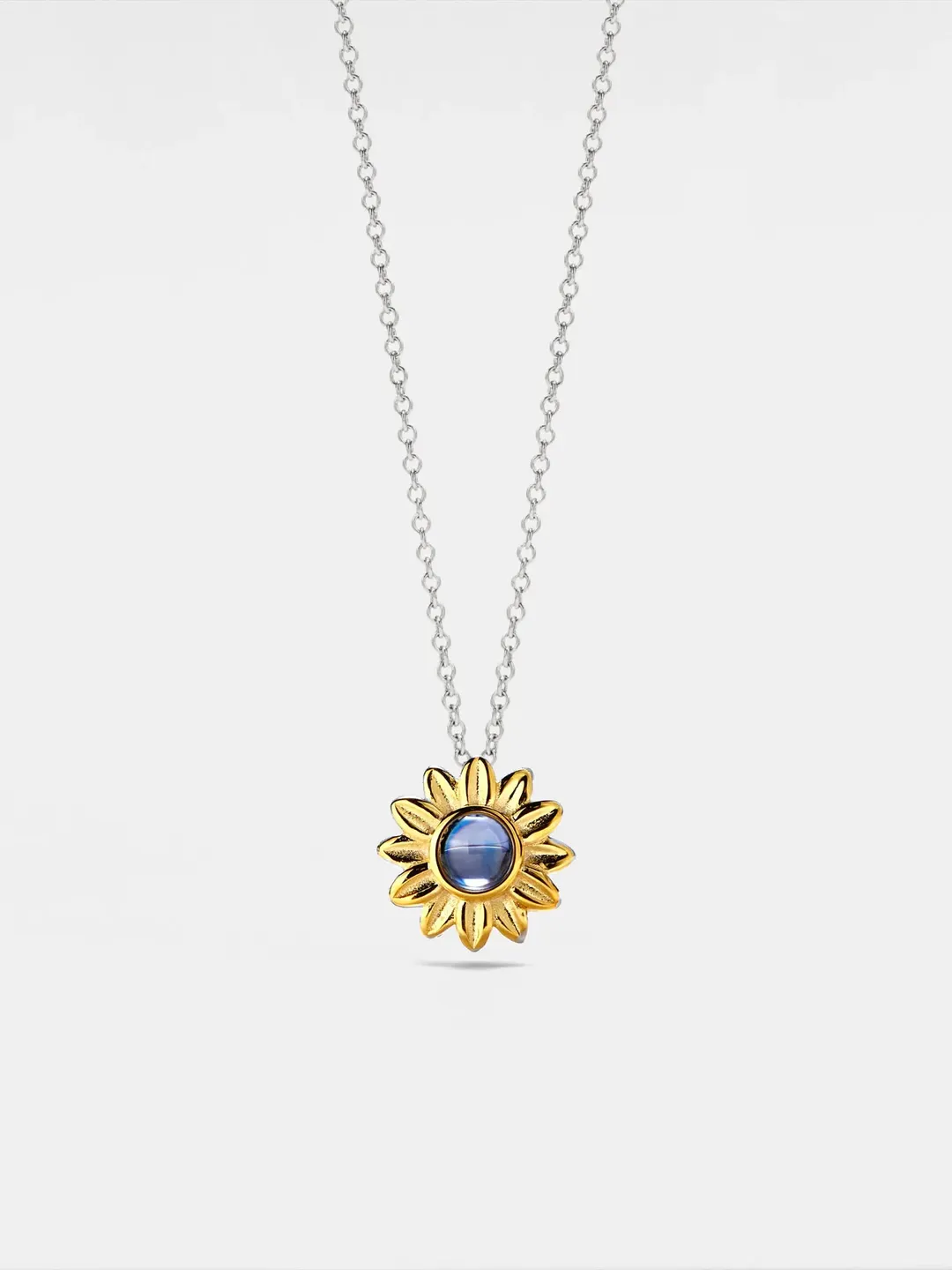 PERIMADE Sunflower Projection Necklace • Personalized Picture Inside Pendant • Sterling Silver Keepsake Jewelry • Trendy Best Friend Gift