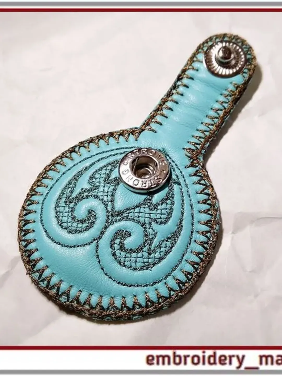 Machine Embroidered Keychain Keychain embroidery design with quilting / In the hoop keyfob