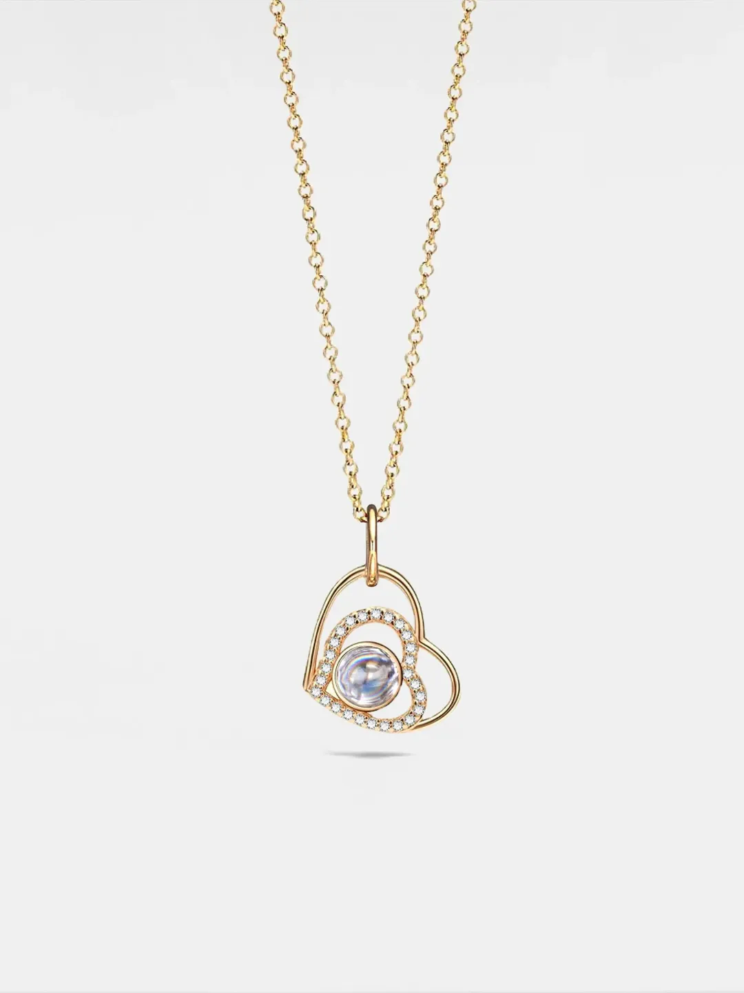 PERIMADE Double Heart Projection Necklace • Personalized Picture Inside Pendant • Minimalist Pet Memorial Jewelry • Trendy Best Friend Gift