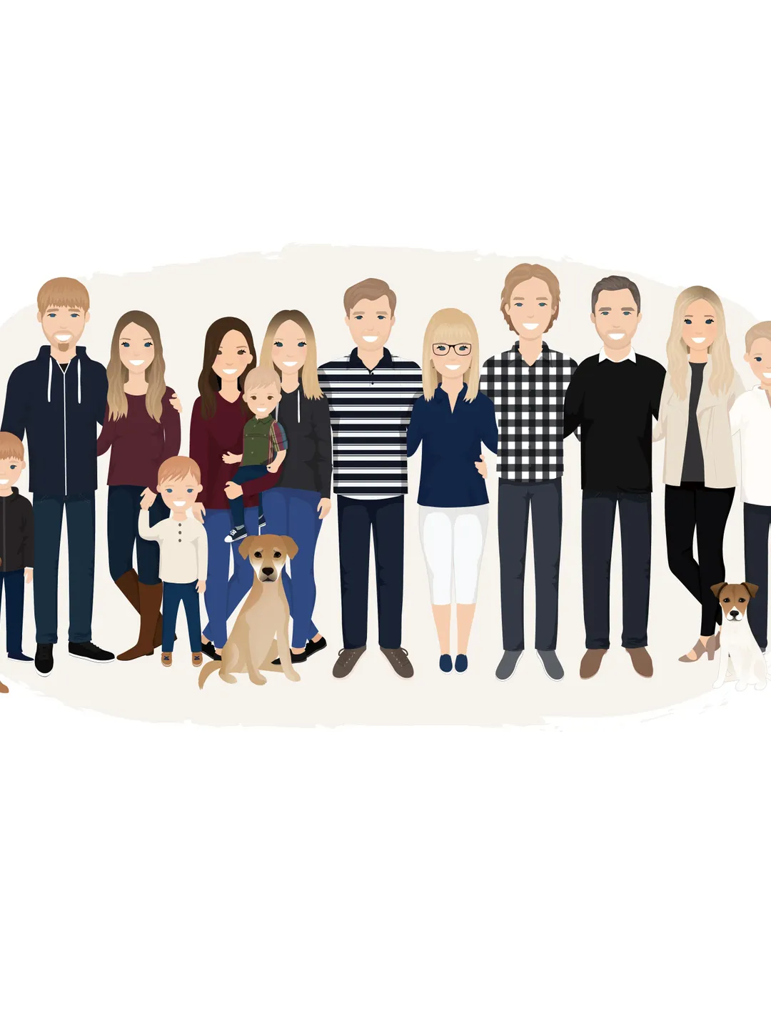 Custom family Portrait with pet, simple portrait