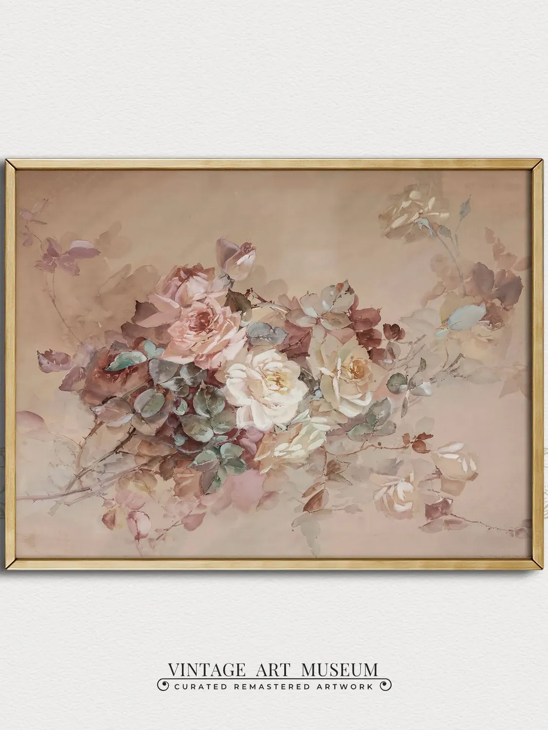 Dark Vintage Pink Peonies Art Print, Moody Floral Still Life Oil ...