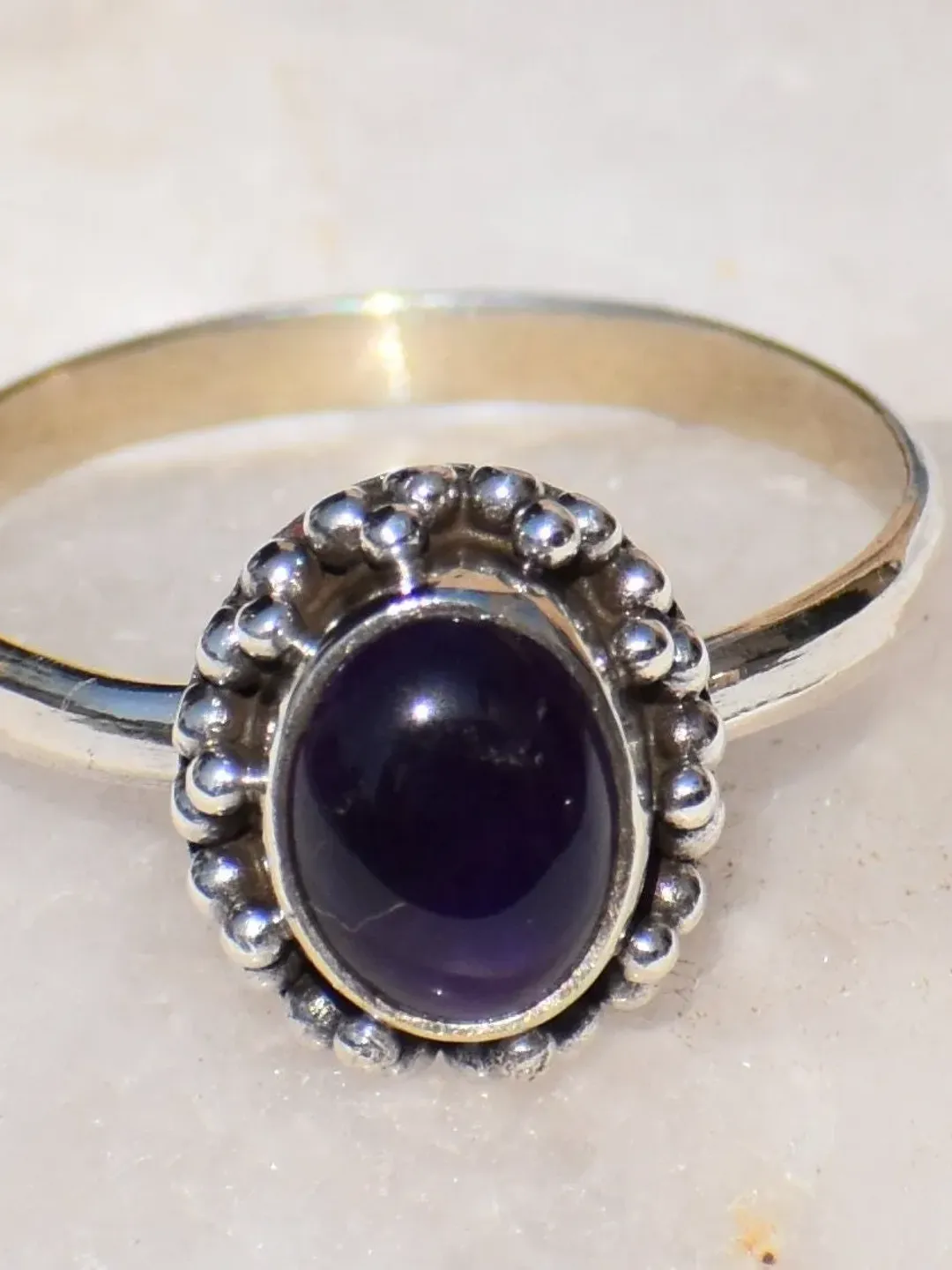 Oval Amethyst Ring, Amethyst Raw Stone, 925 Solid Sterling Silver, Birthstone Jewelry, Zodiac Ring, Purple Stone Ring, Handmade Gift For Her