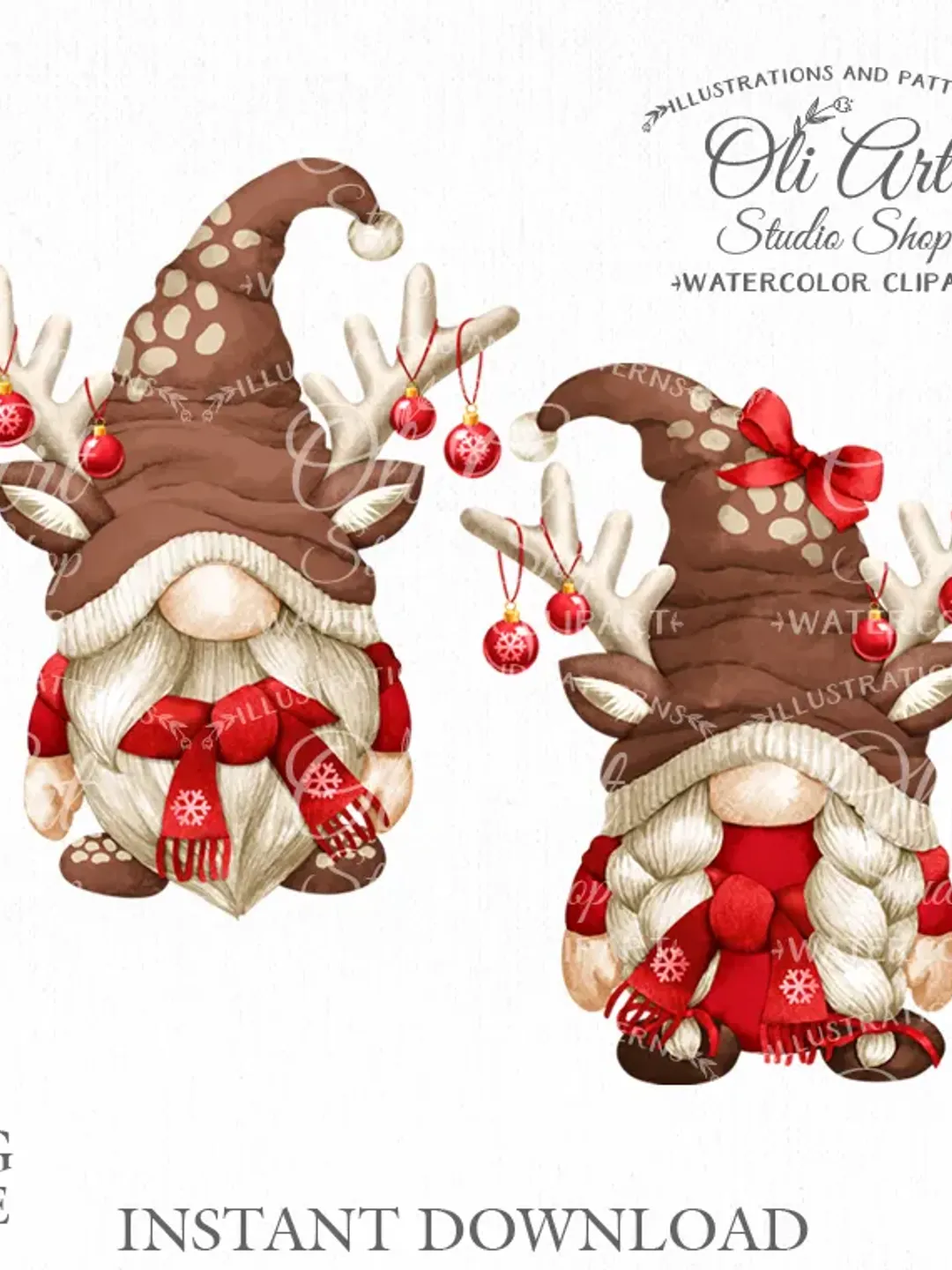 Christmas Reindeer gnome digital clip art PNG, Xmas. Sublimation Png, Design Digital Download. OliArtStudioShop