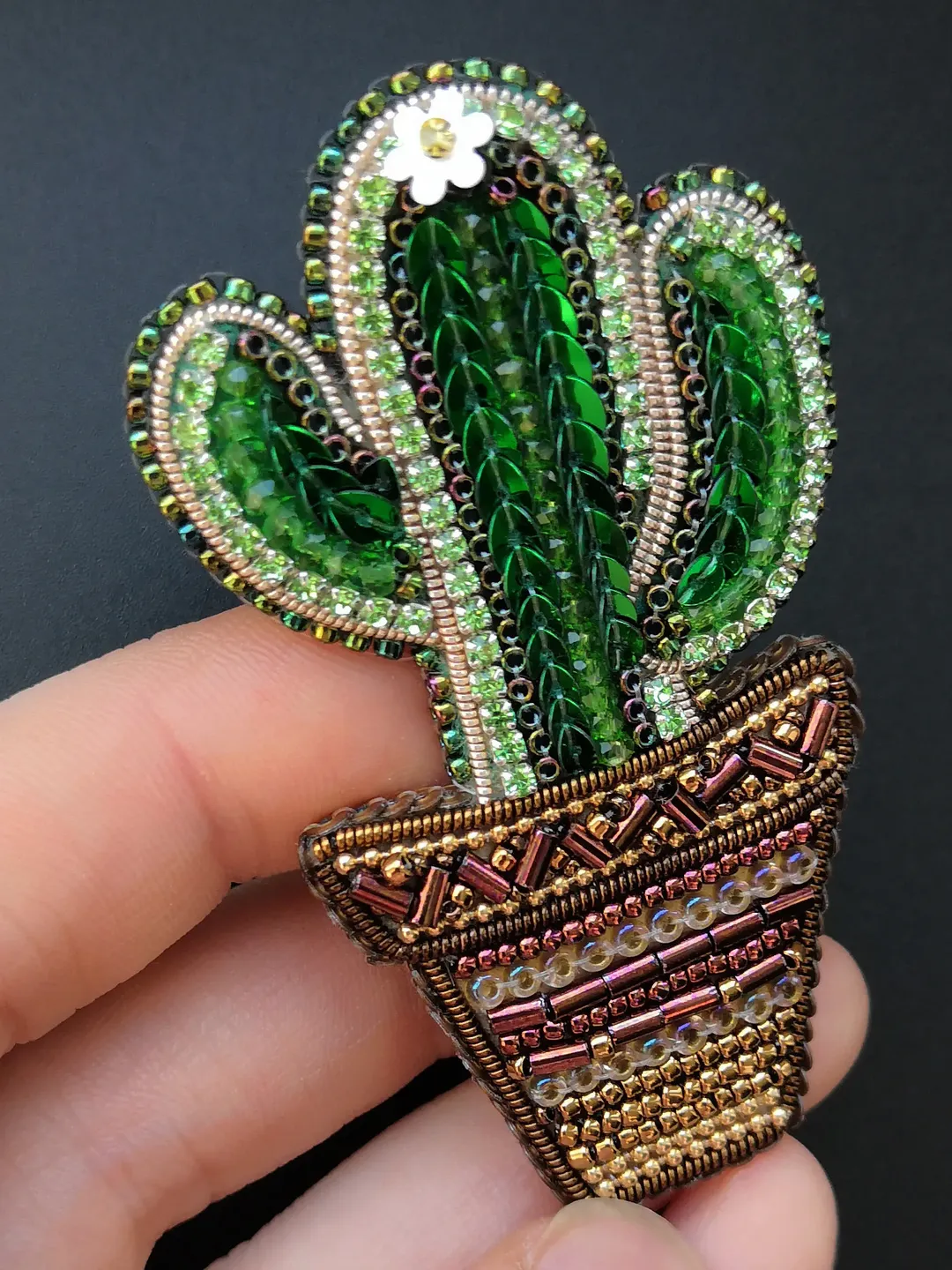 Cactus brooch pin handmade gift brooches for woman green brooch