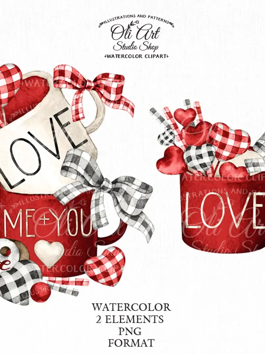 Valentine's Day Clip Art. Png File, Hand Drawn graphics. Digital Download. OliArtStudioShop