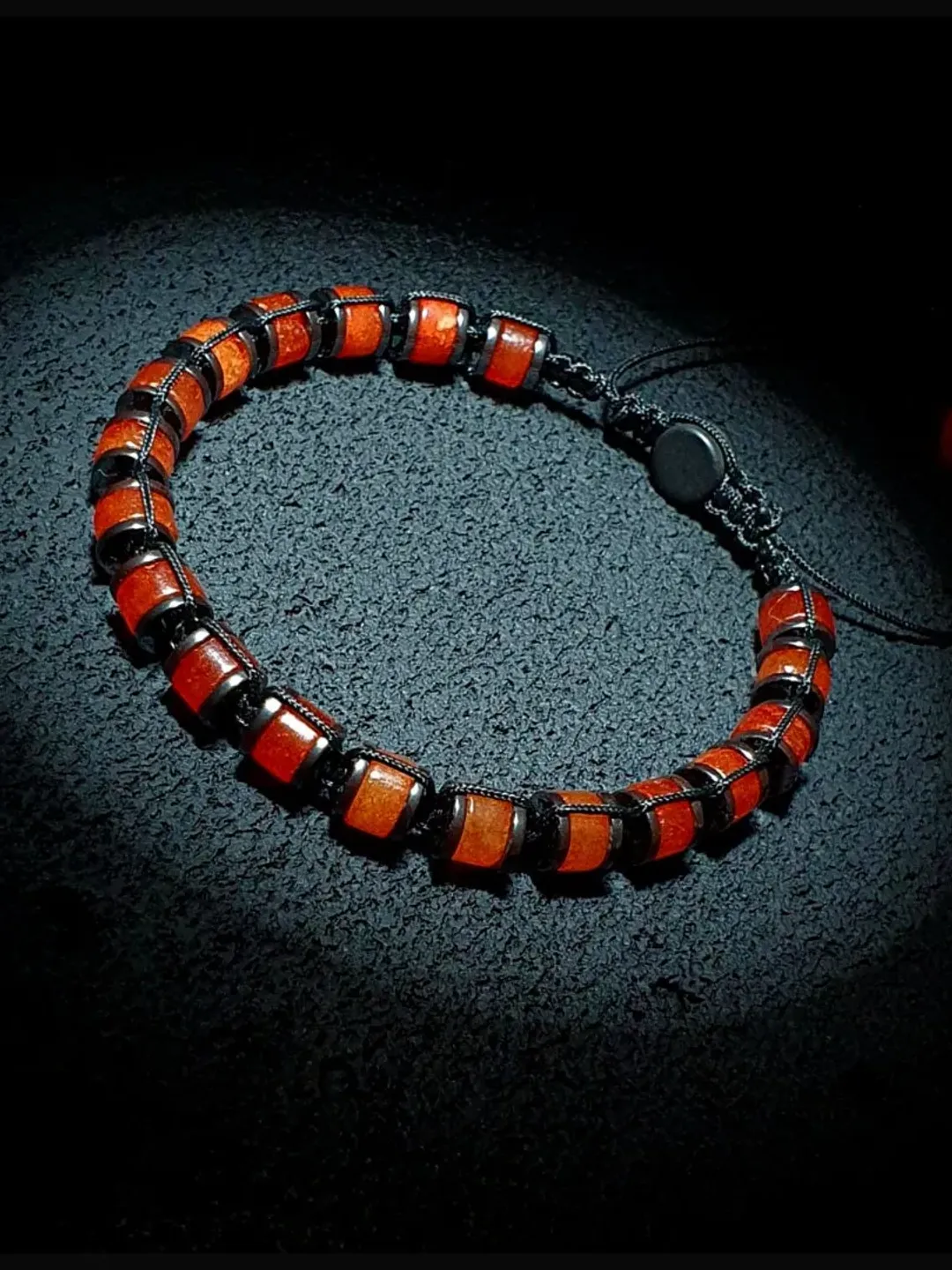 Red Agate Macrame Bracelet  with Hematite, Special Design Bracelet, Gift For Men, Christmas Gifts, Fall Collection Jewelry, Red Agate Beads