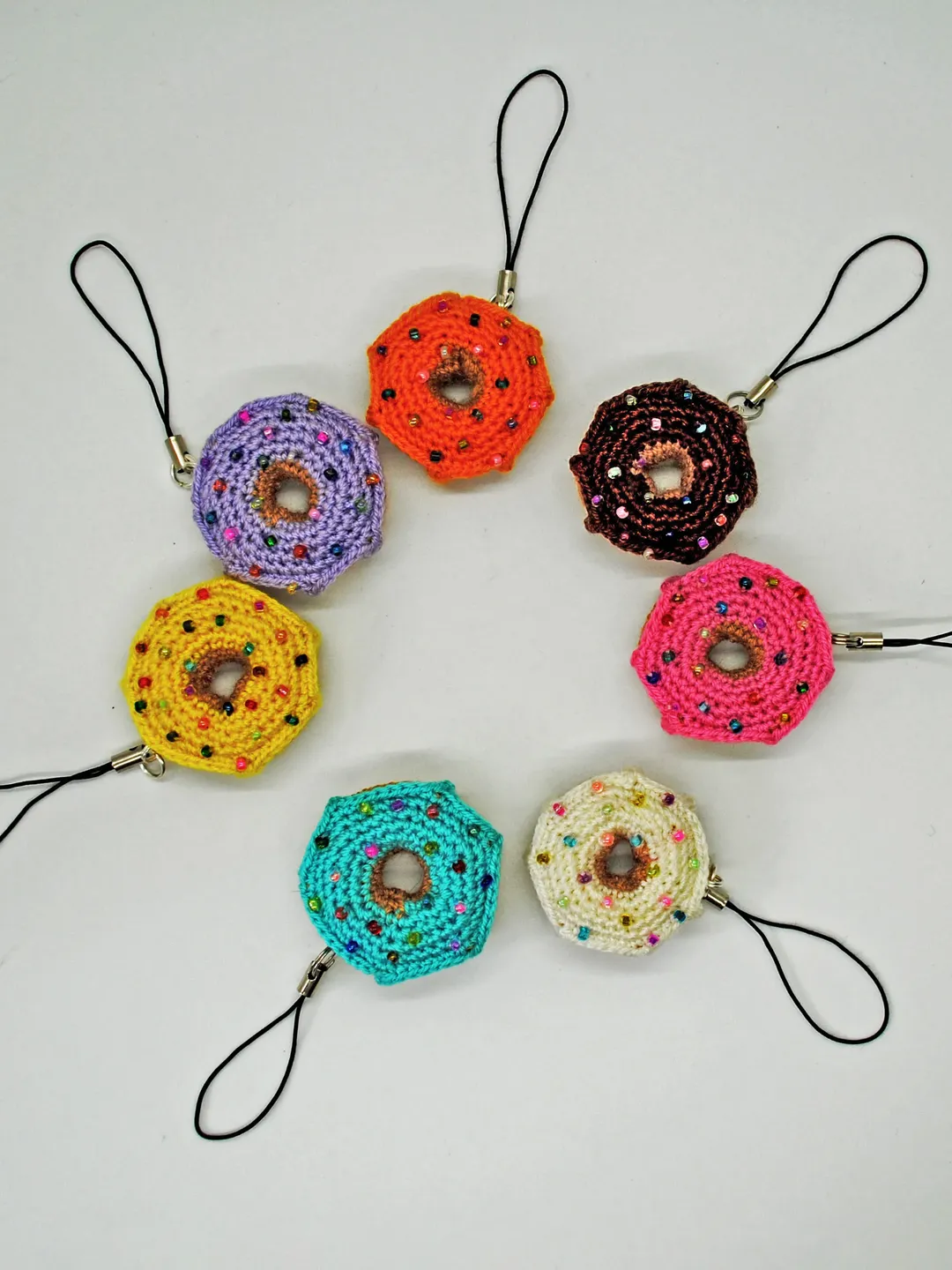 Cute donut keychain Chocolate bag charm Little colorful donut pendant Funny Keychain women jewelry Gift idea for friend