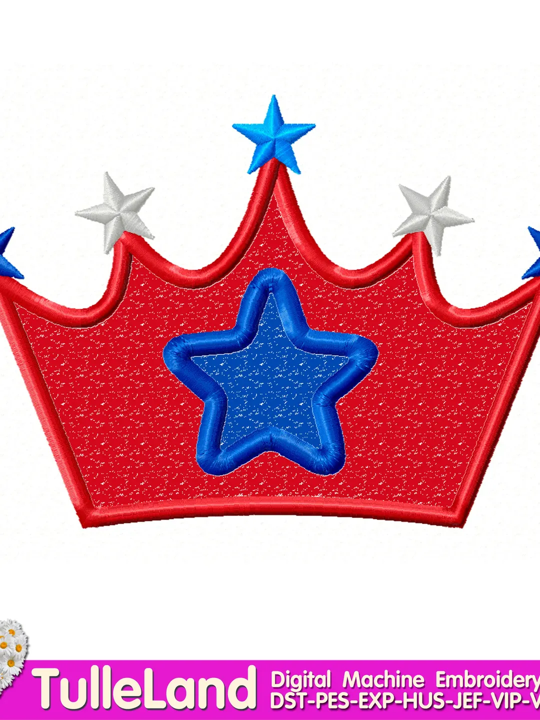 Patriotic Crown Little miss america American Patriotic Unicorn USA Applique Design for Machine Embroidery