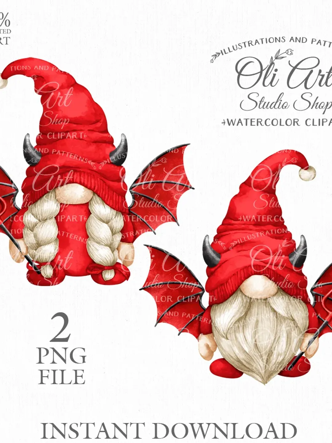 Gnomes Demon Clipart. Digital Clipart, Hand Drawn Graphics, Instant Download. Digital Download. OliArtStudioShop