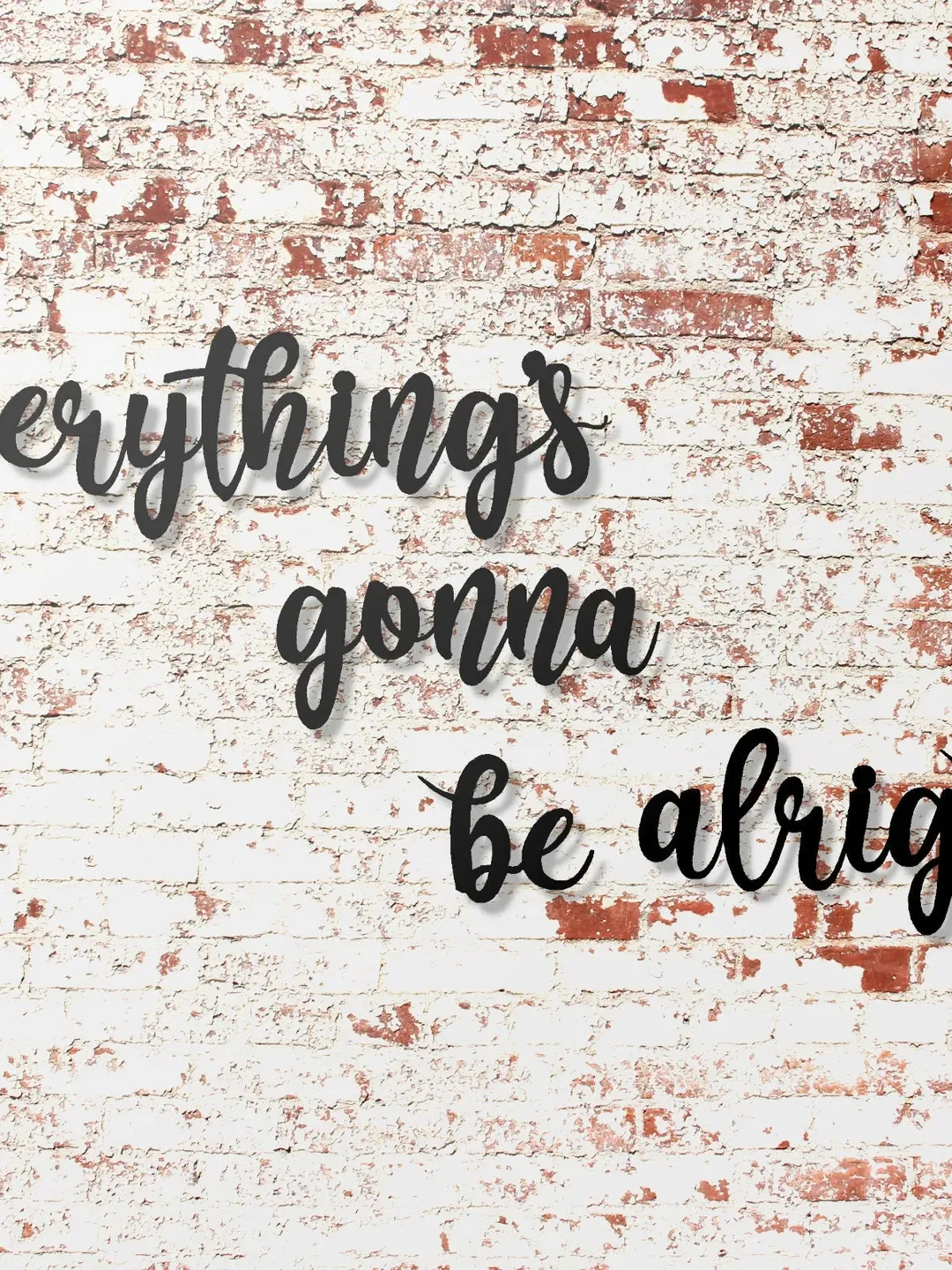 Everything's gonna be alright metal word sign, positive word decor, Home Decor, Metal word art