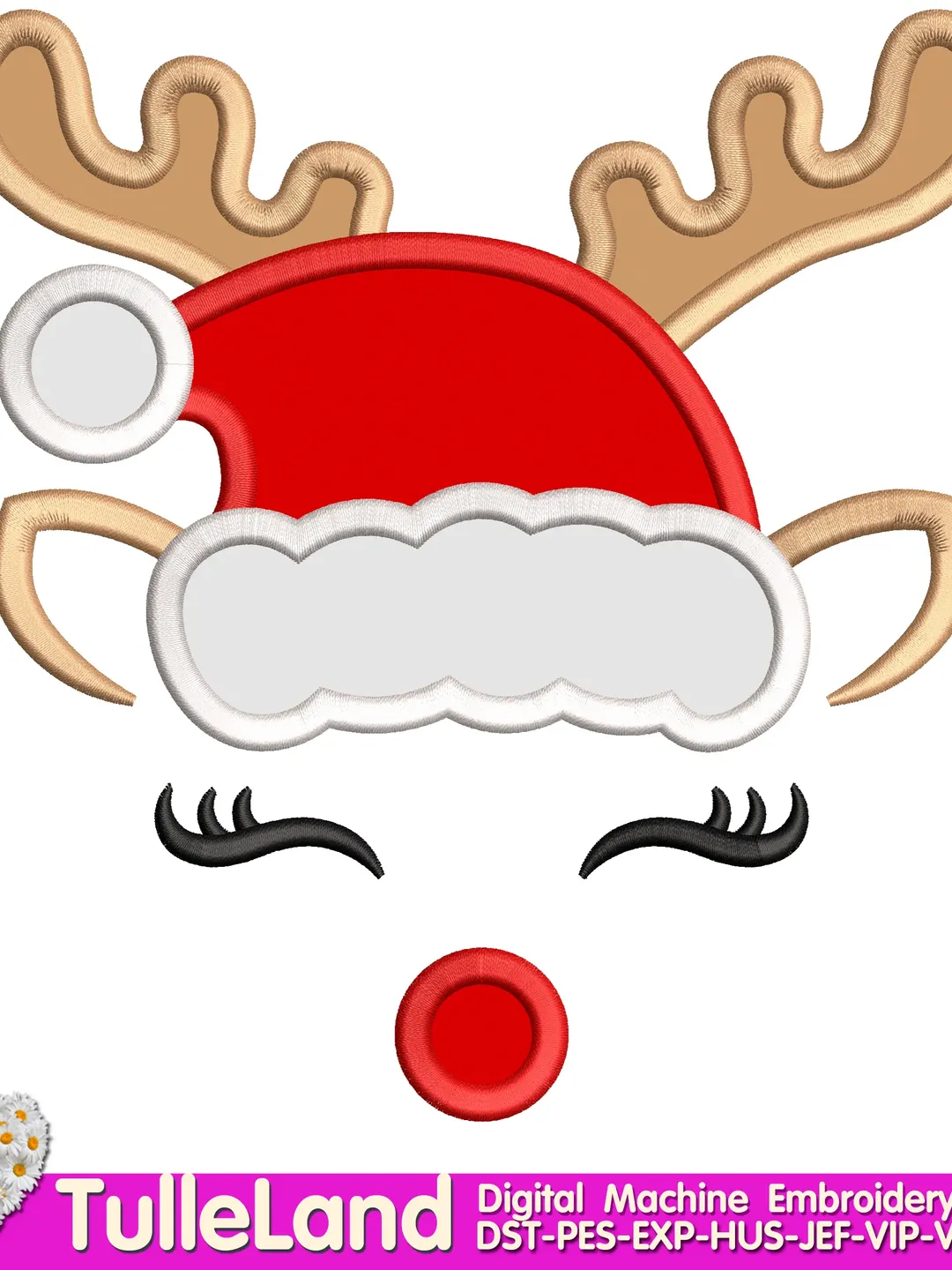 Christmas Deer  Reindeer Holiday baby Deer Antlers Christmas Santa Deer with horn Design applique for Machine Embroidery