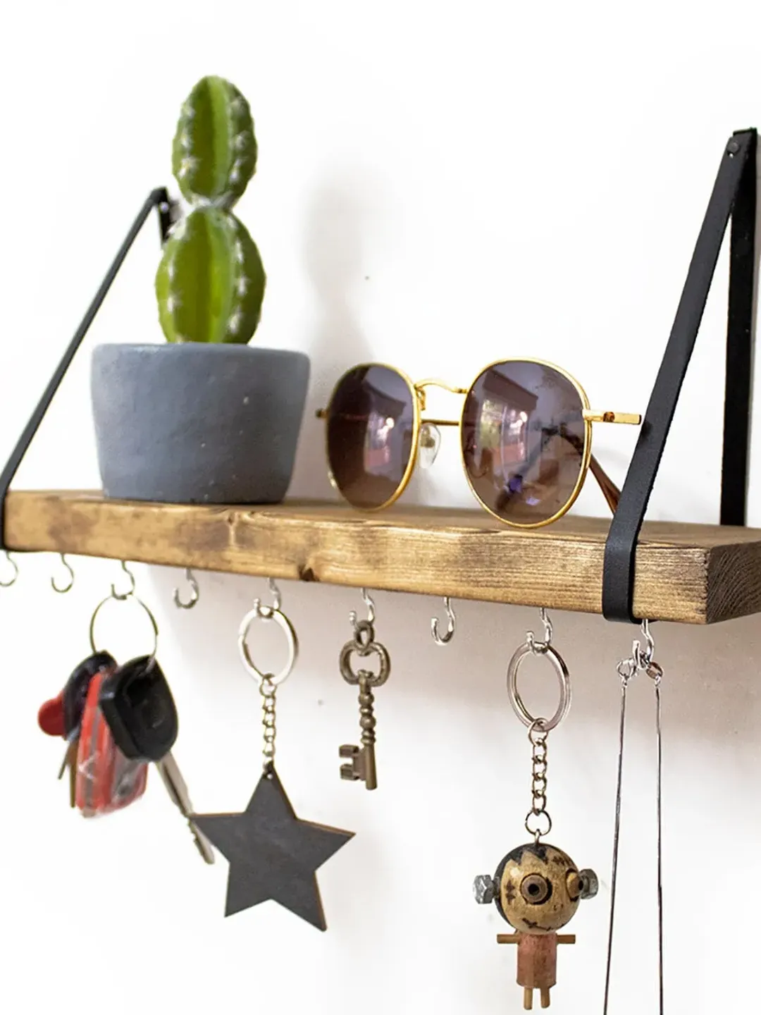 Floating Shelf Key Holder For Wall Wooden Key Storage Key Hook Wall Decoration Key Rack Key Organizer Entryway Key Holder