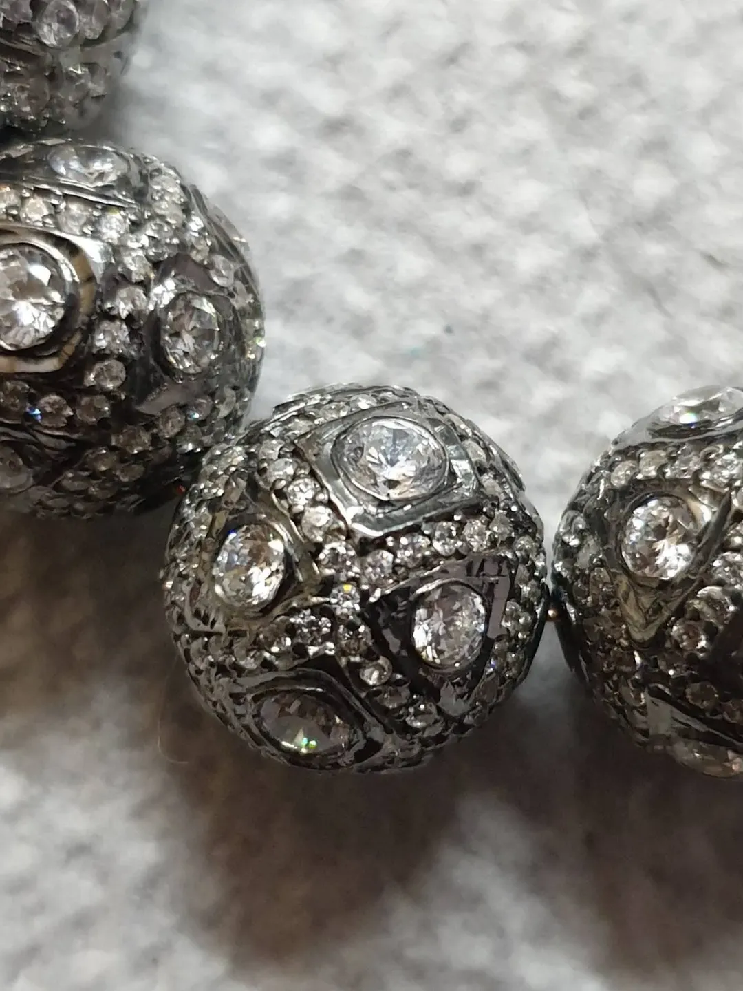 CZ Beads, Pave Spacer Beads, 13MM Round Ball Beads, Shamballa Beads, Micro Pave Beads, 925 Sterling Silver Beads, Victorian Beads