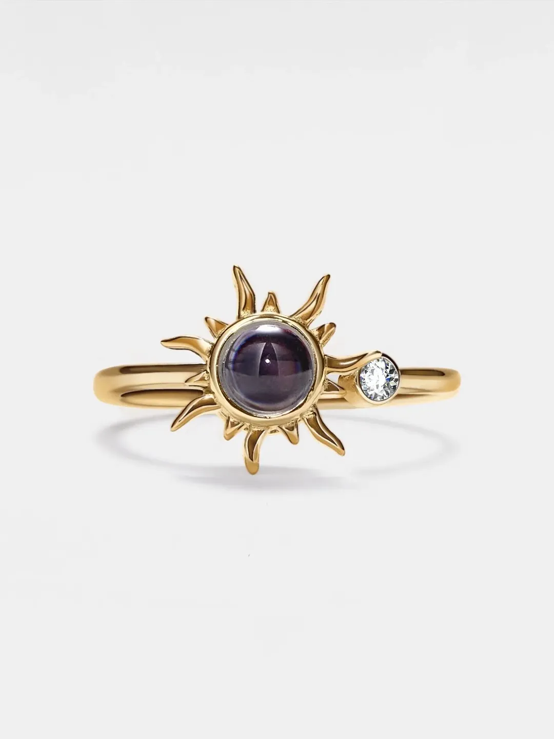 PERIMADE Sun Photo Projection Ring • Personalized Picture Inside Ring • Sterling Silver Keepsake Jewelry • Trendy Best Friend Gift