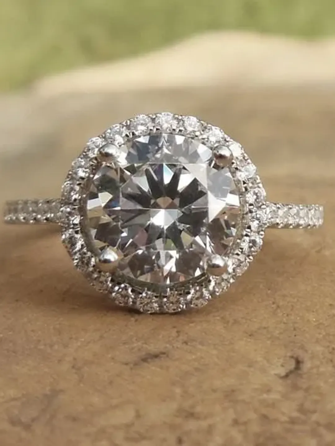 Engagement Ring / Solid 14K White Gold Round 8MM Semi Mount Ring