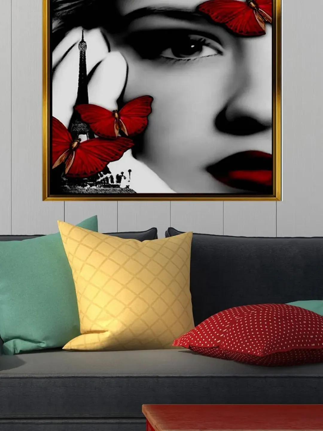 Butterfly and Woman Print on Canvas , Floating Frame Option, Modern Wall Art, Extra Large Canvas Wall Art