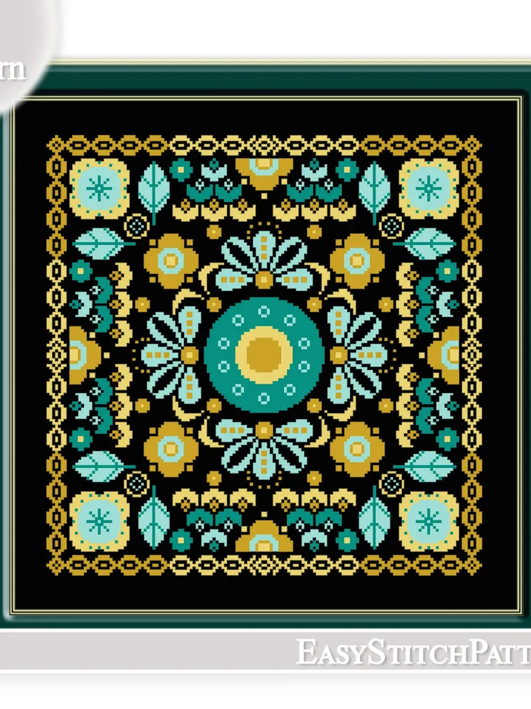 Flowers Cross Stitch Pattern. Ornament cross stitch. Geometric cross stitch.