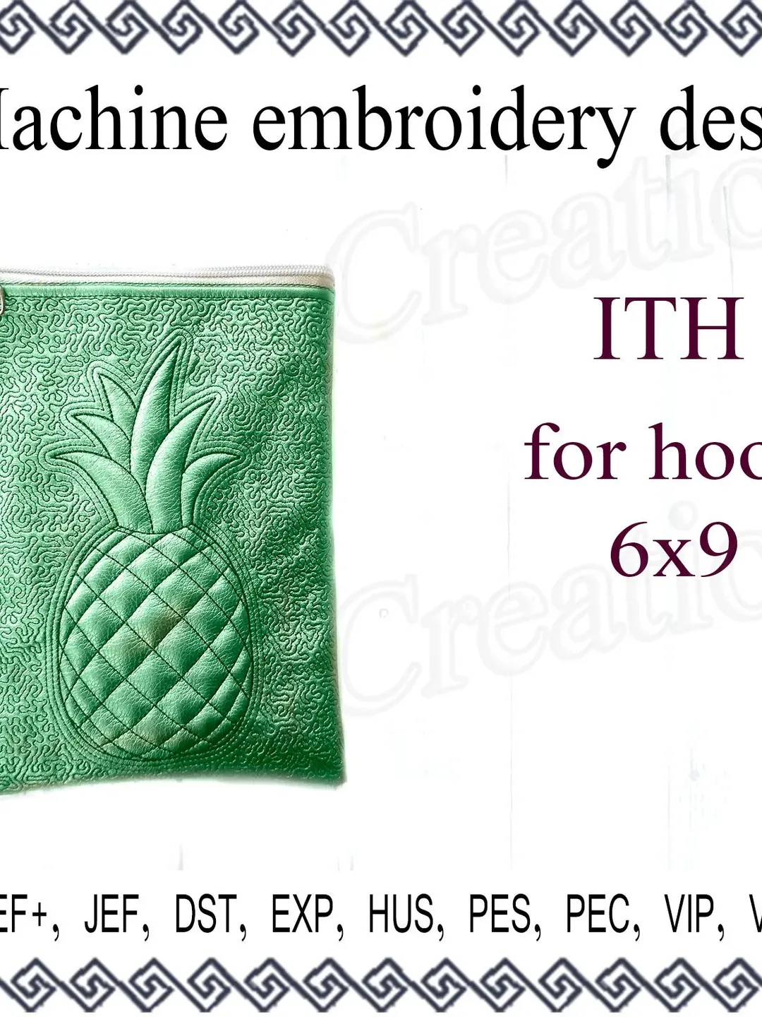 In The Hoop bag embroidery design ITH Pineapple zipper bag 6x10 hoop embroidery projects Instant Download