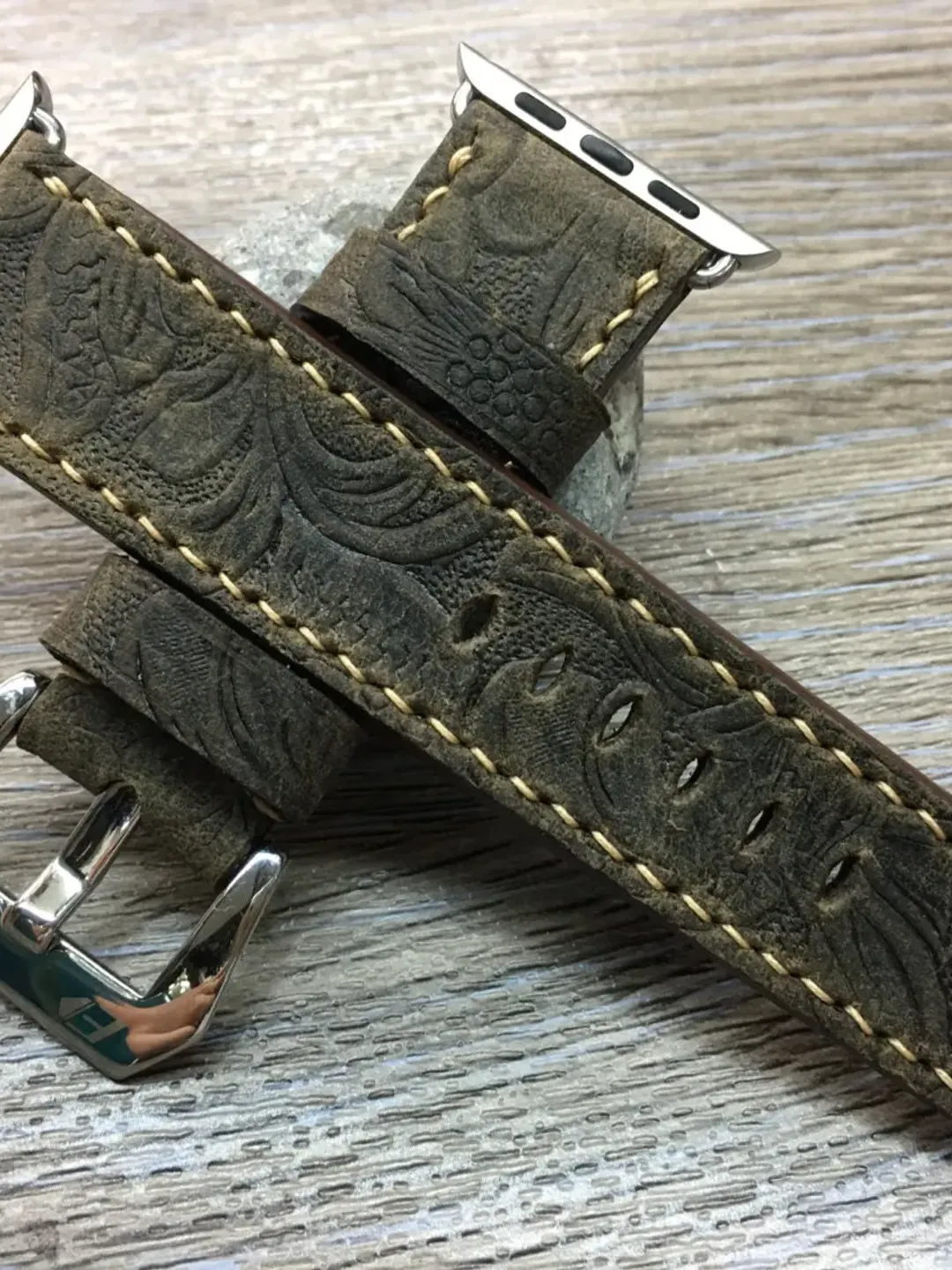 Brown Genuine Leather Engraving Apple Watch Band, Smartwatch Band, iWatch 40mm 41mm, Apple Watch strap 45mm 44mm, Valentines Day Gift Ideas