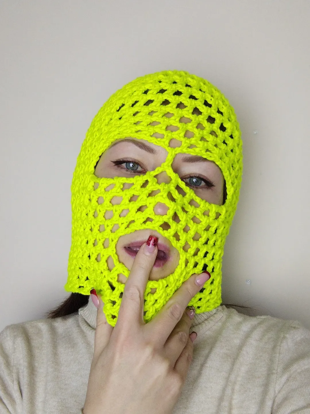 Balclava Rave Fluorescent balaclava crochet Hip-hop balaclava Mesh balaclava hood ...