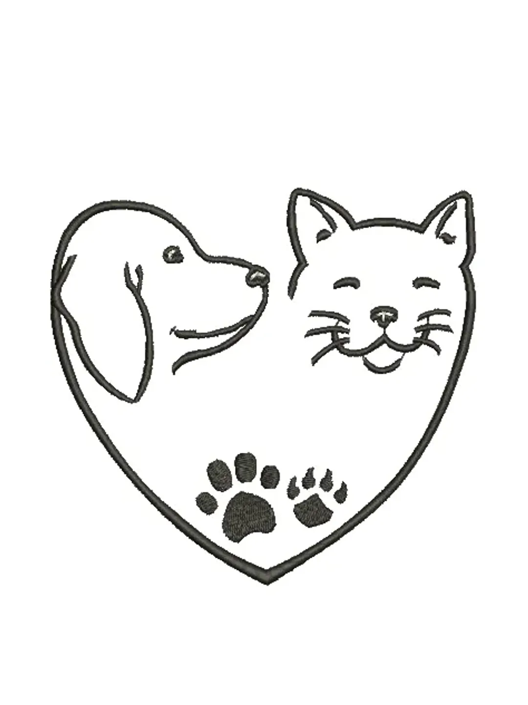 Dog and Cat machine embroidery design Valentine's Day design