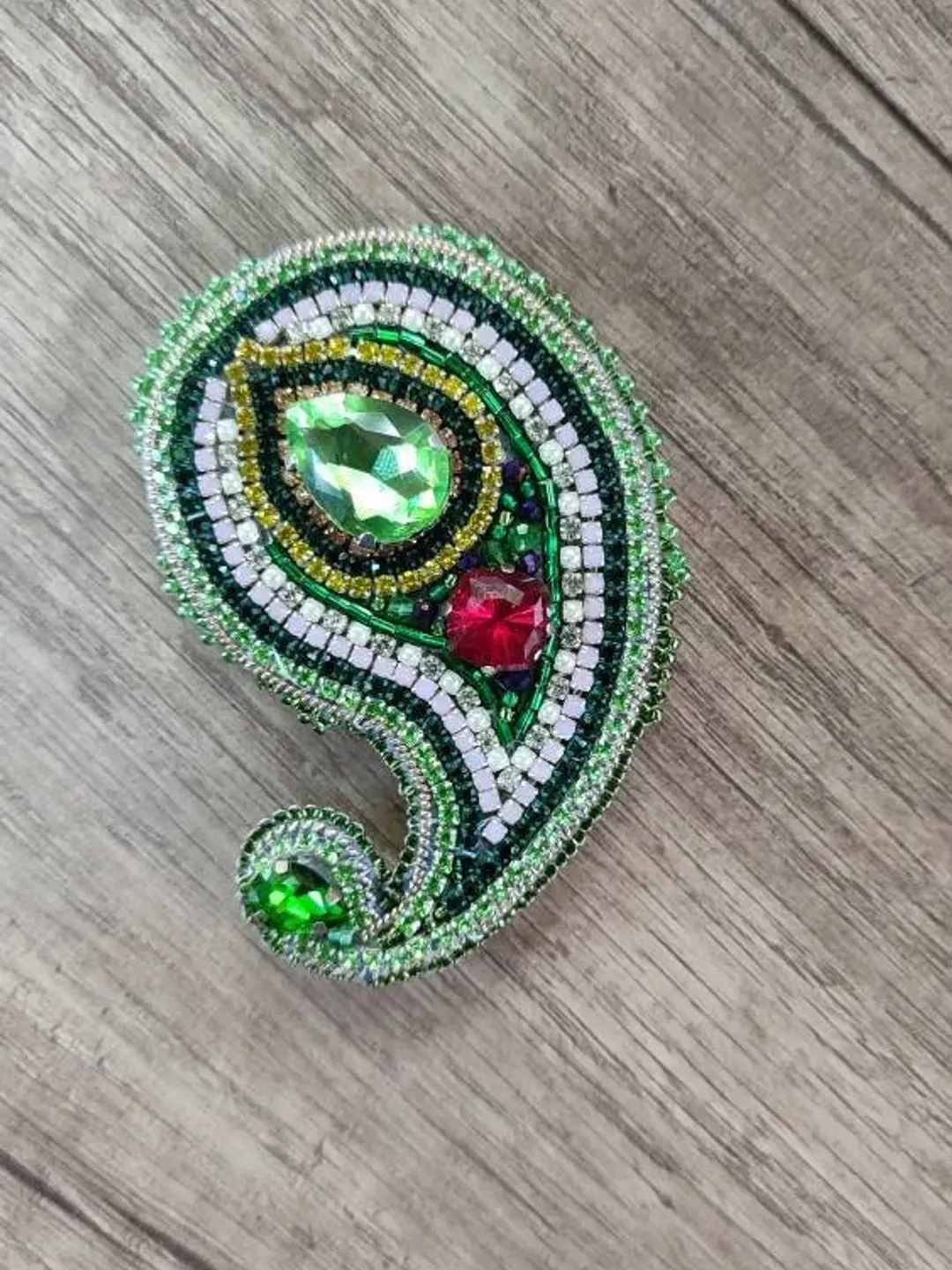 Brooch embroidery Embroided beaded paisley brooch embroidered jewelry Custom accessories birthday gift embroidered gift