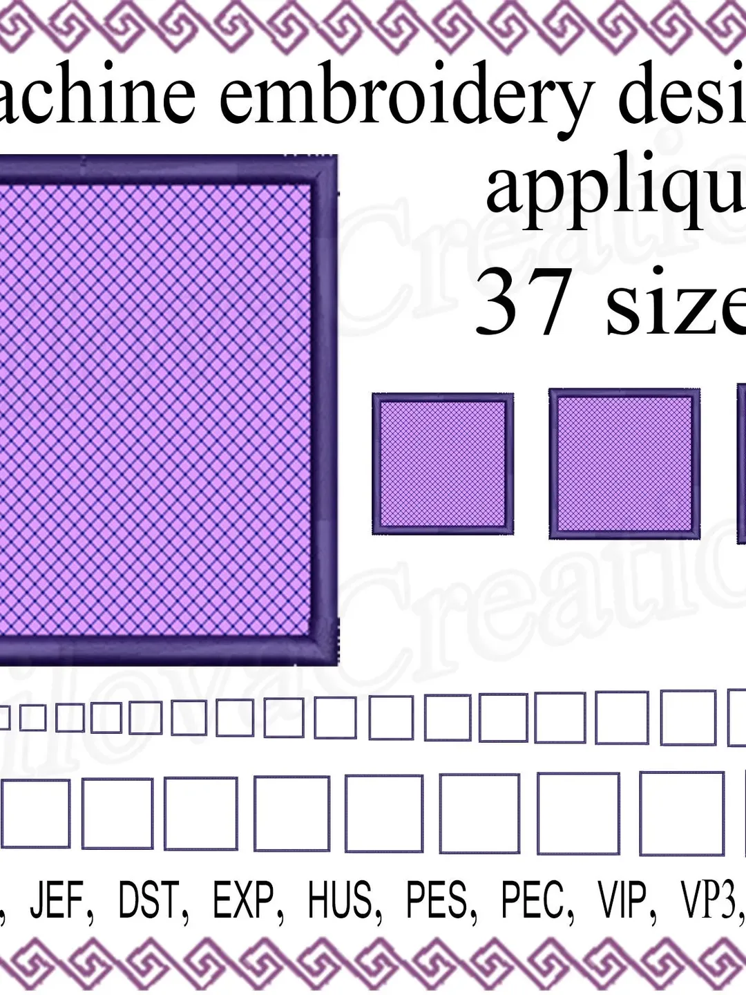 Square applique Embroidery Design Mini embroidery Designs Square shape applique In The Hoop mug rug Embroidery file Instant Download