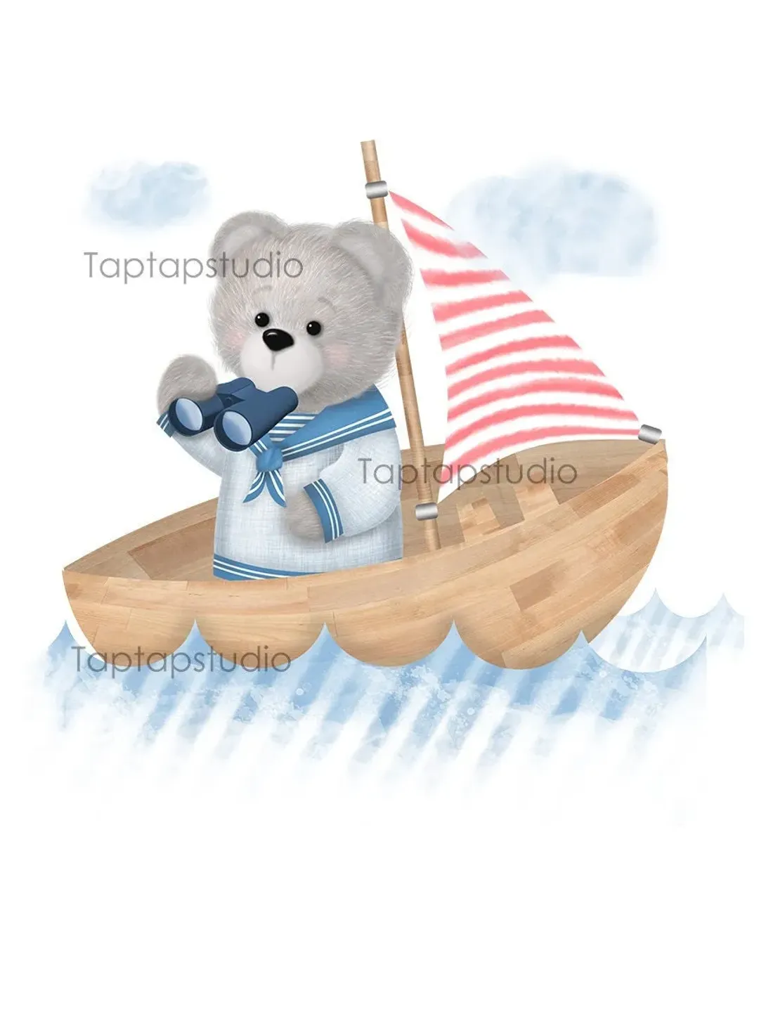 Teddy bear print, baby bear watercolor png , cute bear boy, Bear Wall Art Print ~ Woodland Nursery Baby Animal Decor ~ Digital Download