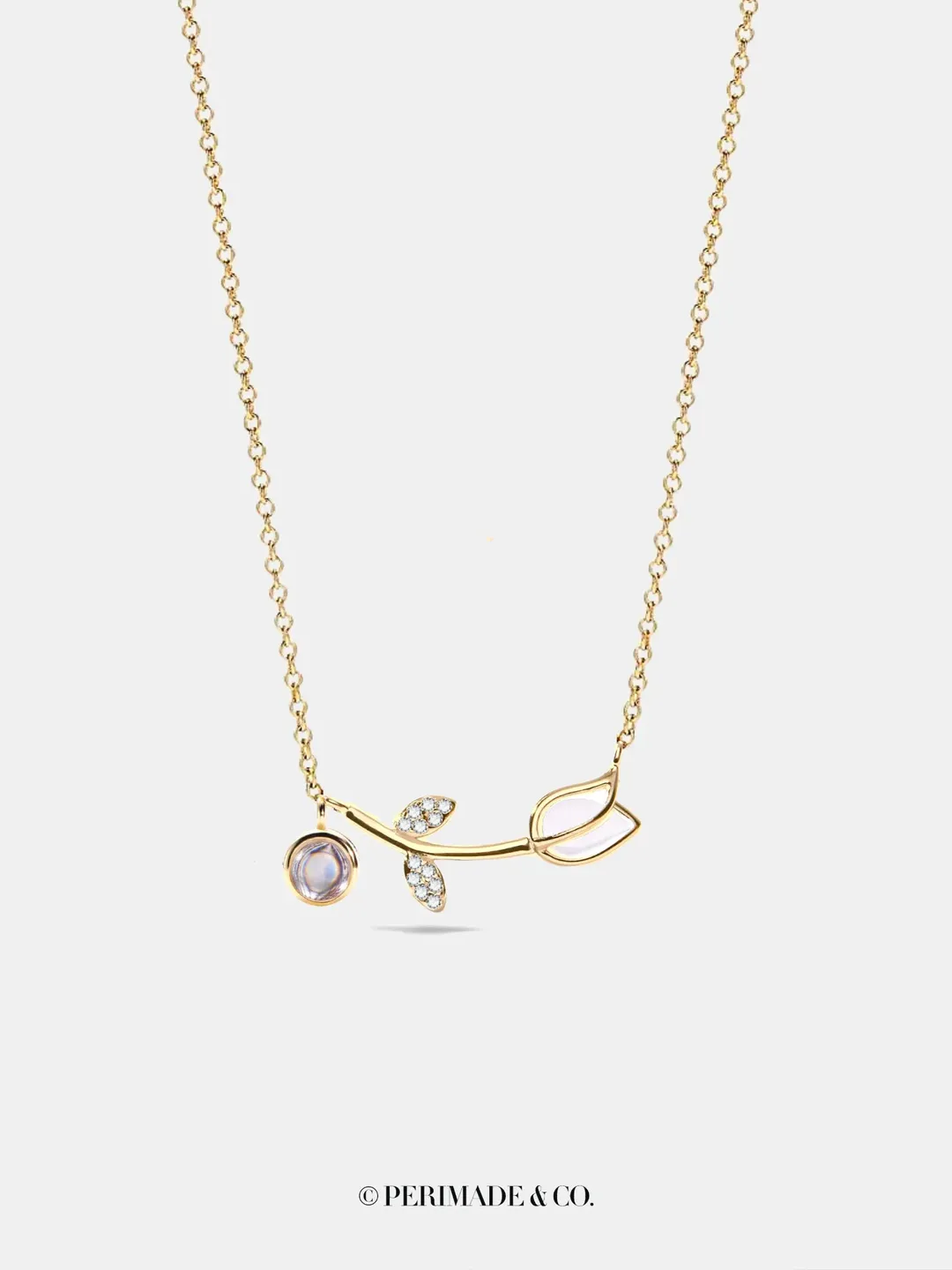 PERIMADE Tulip Photo Projection Necklace • Custom Memorial Picture Opal Necklace • Personalized 925 Silver Pendant • Trendy Best Friend Gift