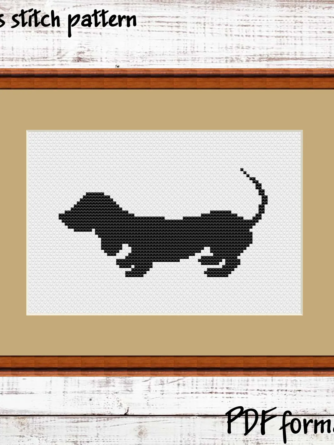Dachshund cross stitch pattern, Silhouette Sausage dog, Easy cross stitch pattern, Modern cross stitch, pattern beginner