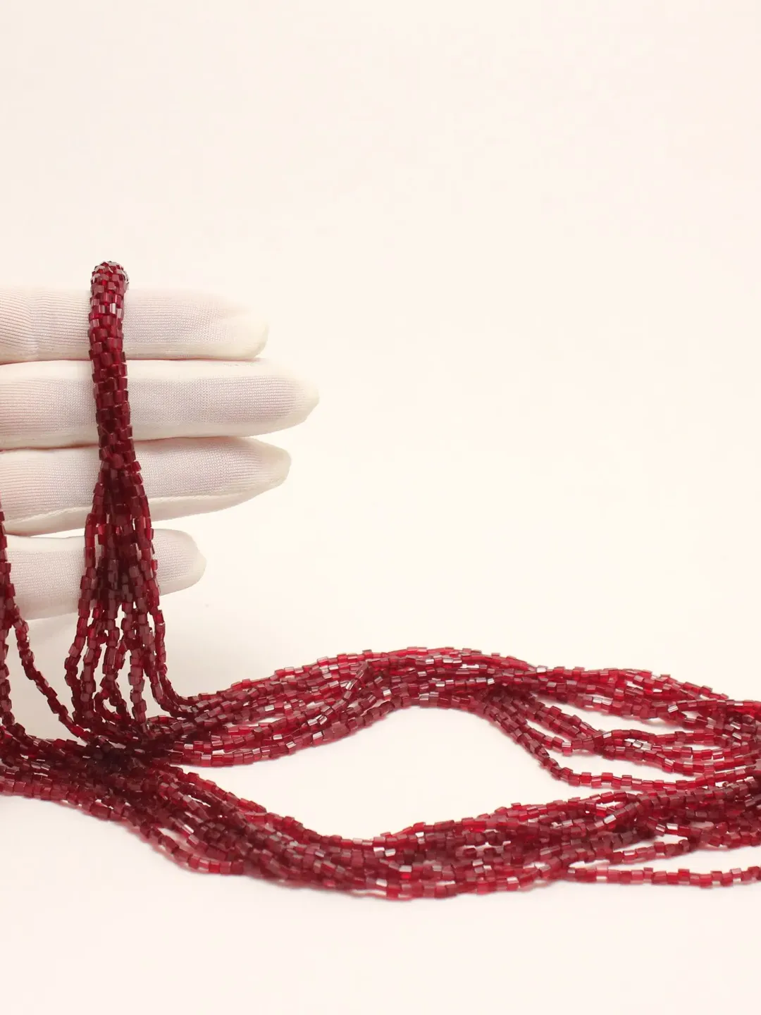 Red Long Necklace Beaded Multistrand Necklace Seed Bead Boho Necklace Holiday